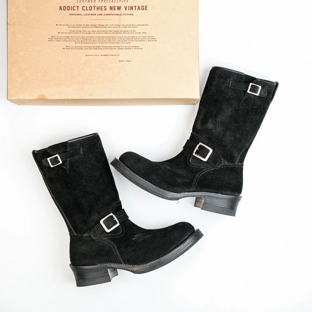 ADDICT ADDICT Engineer Boots Nubuck Leather Black 8 Size US 8 / EU 41 - 3 Thumbnail