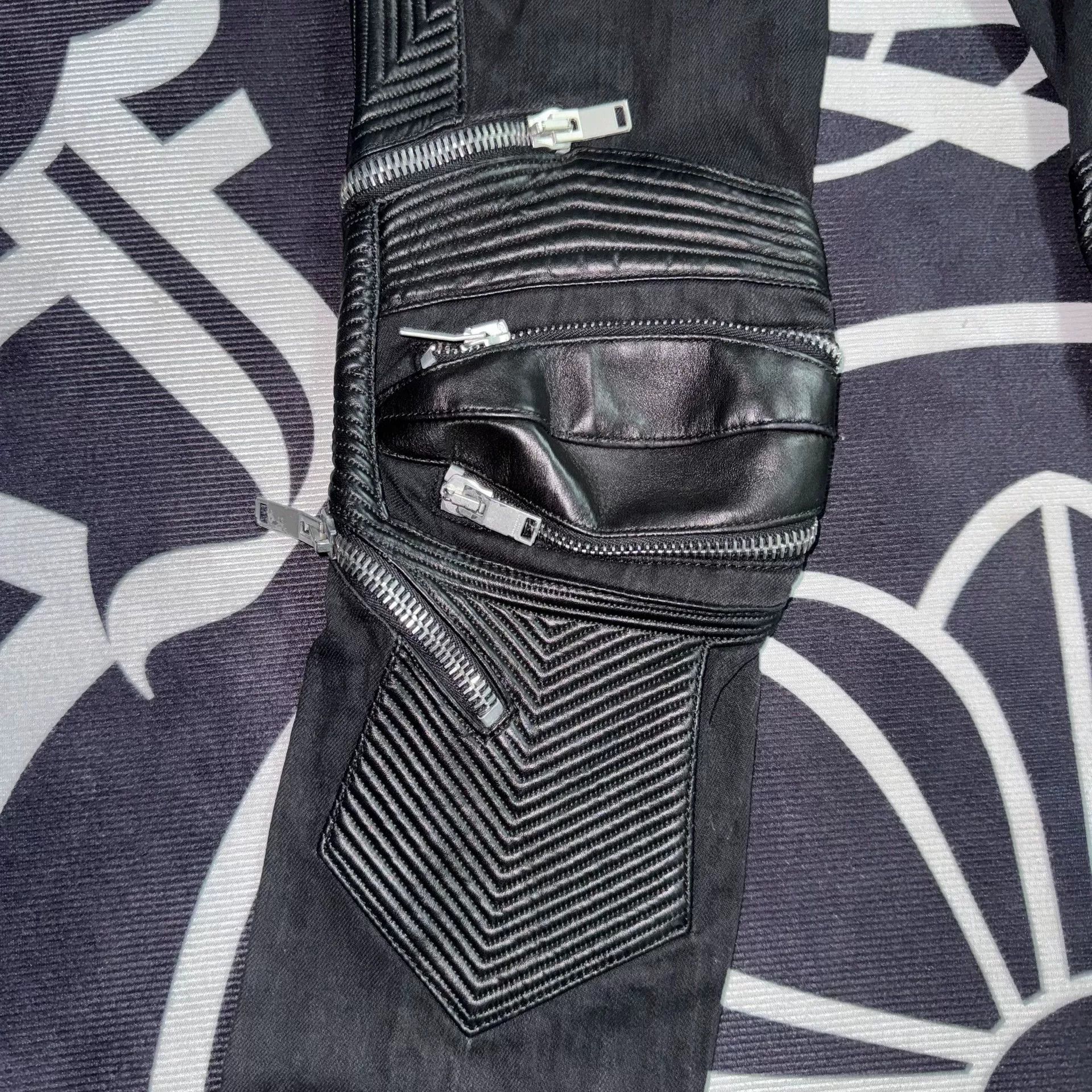 Saint Laurent Paris Saint Laurent SLP 14FW Leather Panel Biker Pants Size 27" / US 4 / IT 40 - 3 Thumbnail