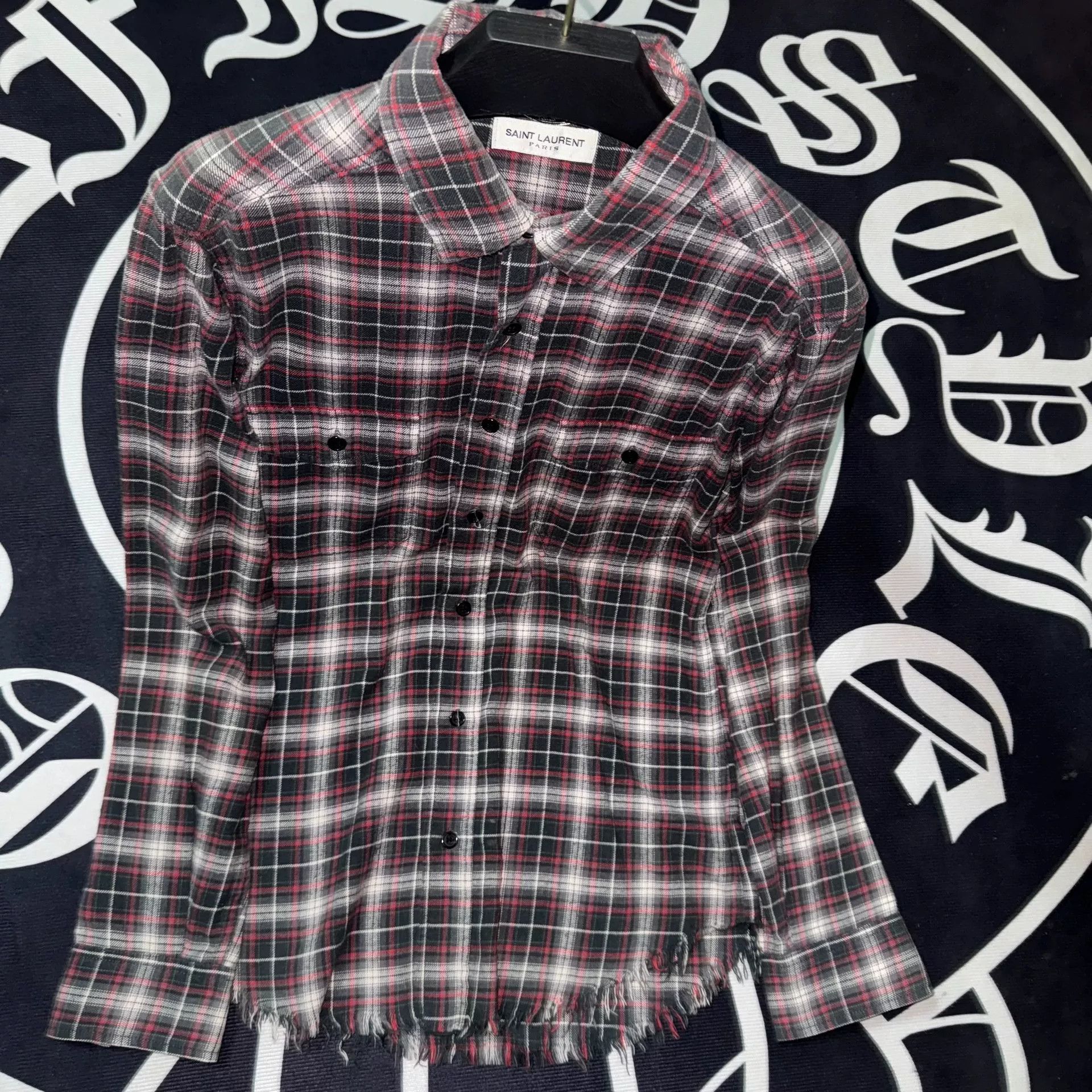 Saint Laurent Paris Saint Laurent 16SS Fringe Check Shirt Size US S / EU 44-46 / 1 - 2 Thumbnail