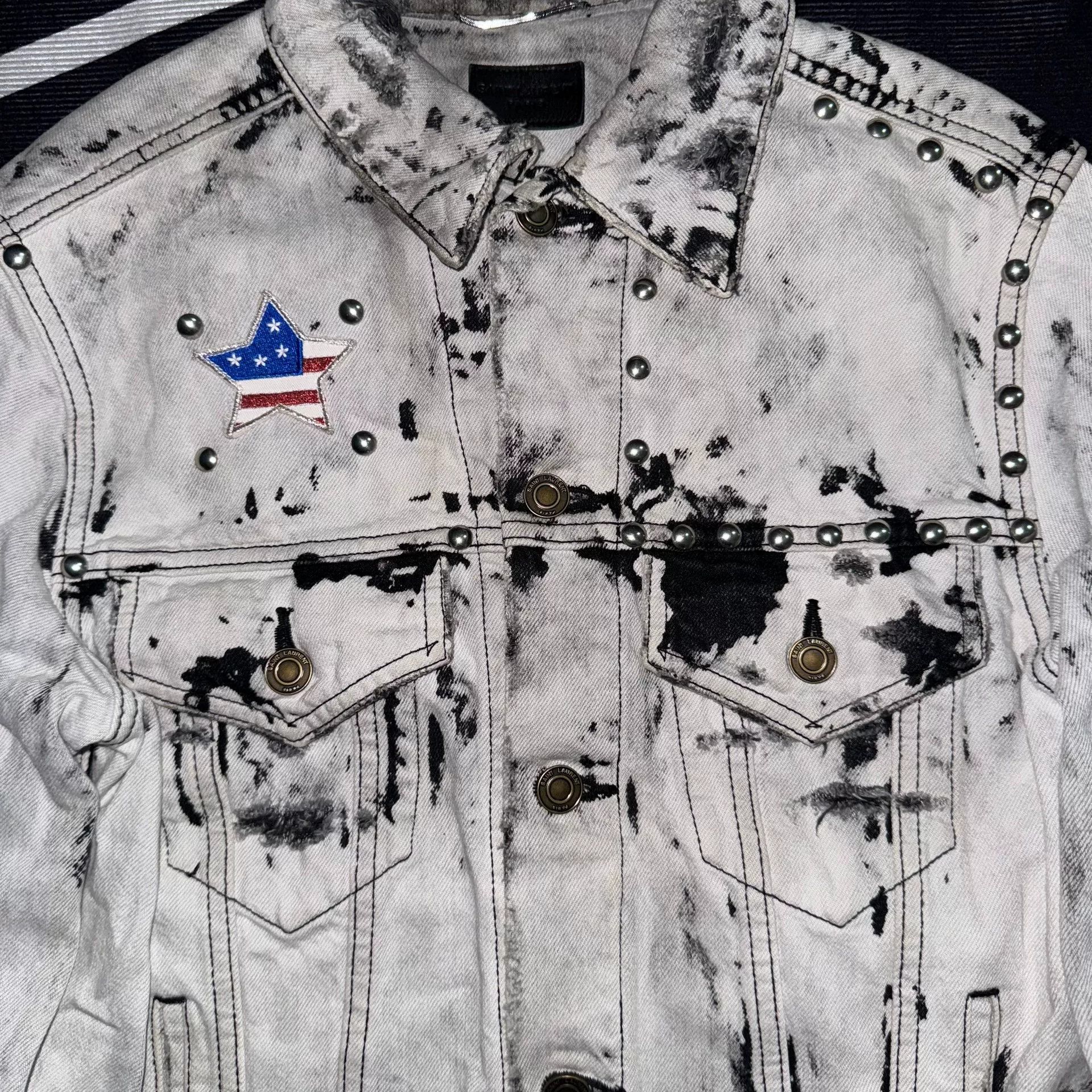 Hedi Slimane Saint Laurent Hedi Slimane Punk Denim Jacket Size US XS / EU 42 / 0 - 3 Thumbnail