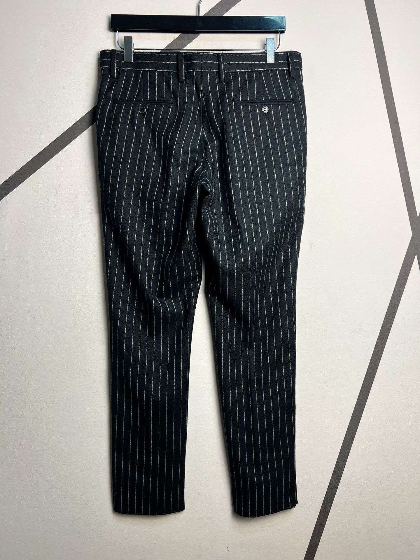 Saint Laurent Paris Saint Laurent SLP 2016 Runway Silver Striped Wool Trousers Size US 30 / EU 46 - 2 Thumbnail