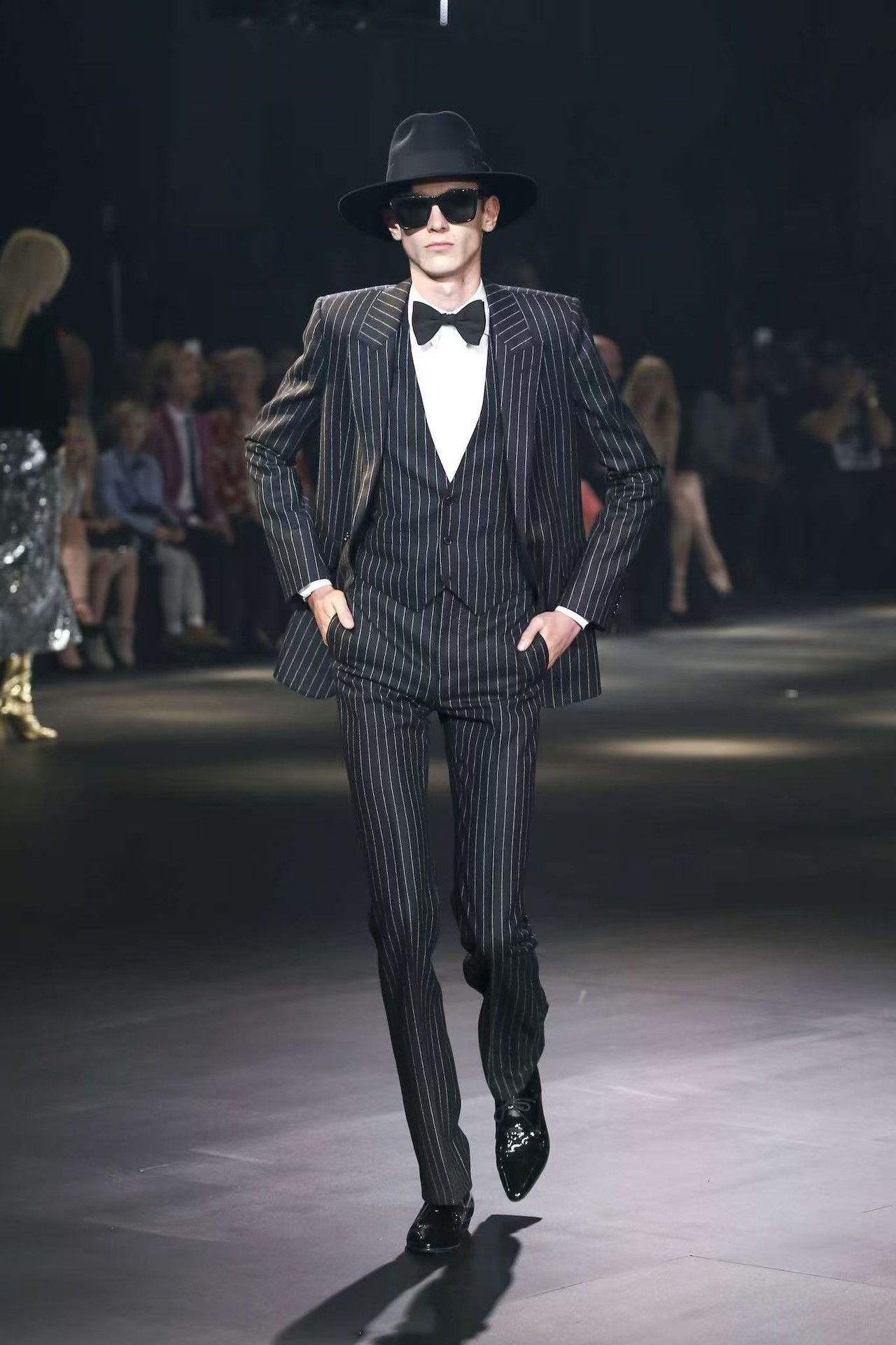 Saint Laurent Paris Saint Laurent SLP 2016 Runway Silver Striped Wool Trousers Size US 30 / EU 46 - 7 Thumbnail