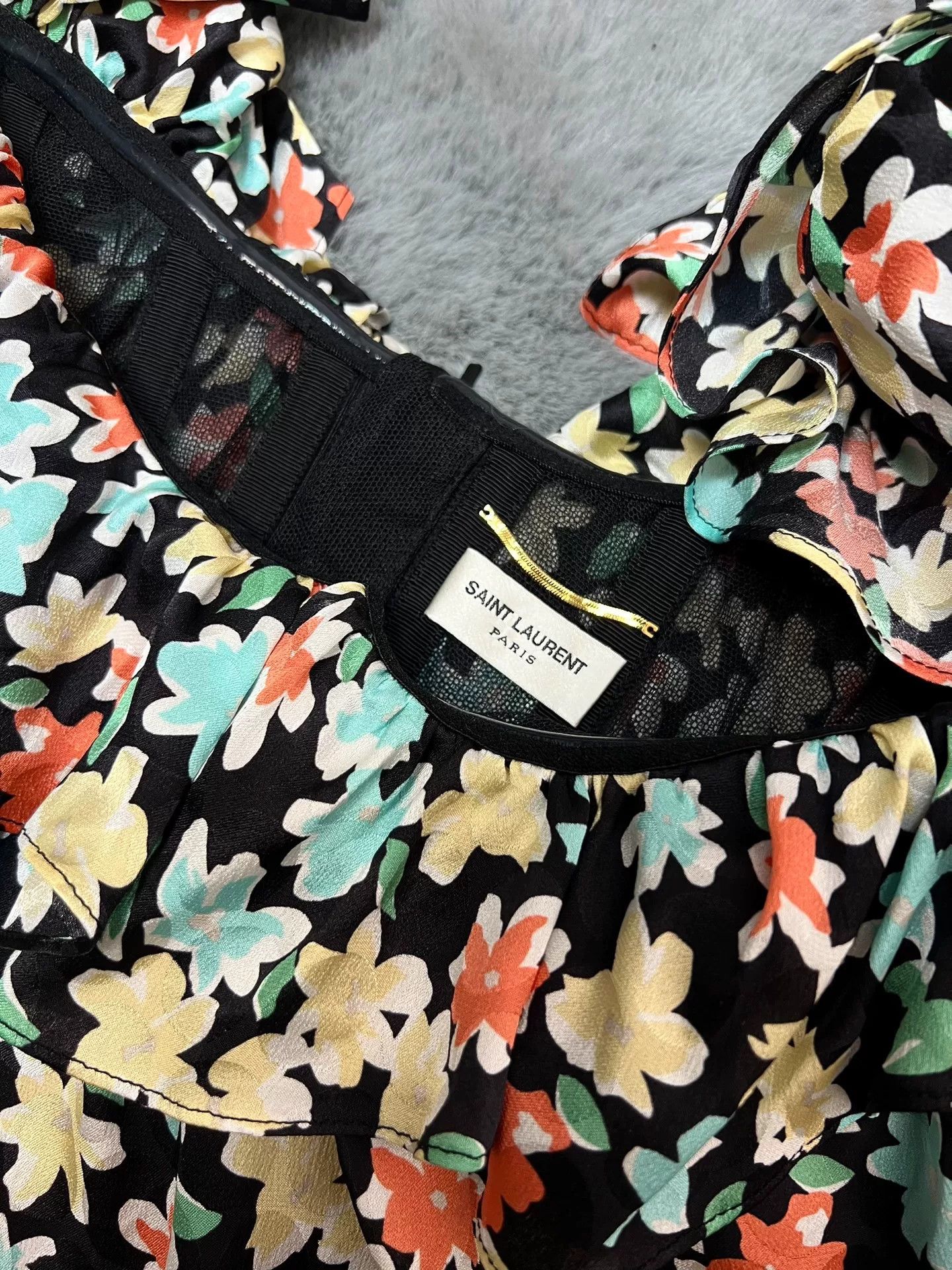 Saint Laurent Paris Saint Laurent 21SS Floral Off-Shoulder Silk Top Size S / US 4 / IT 40 - 3 Thumbnail
