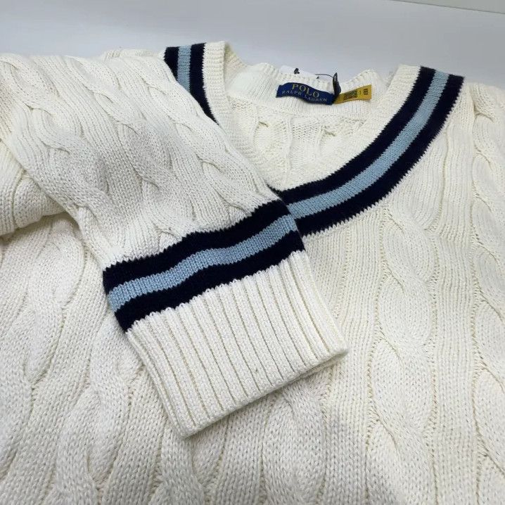 Polo Ralph Lauren Polo Ralph Lauren Striped V-Neck Long-Sleeve Knit Sweater Size US XL / EU 56 / 4 - 7 Thumbnail