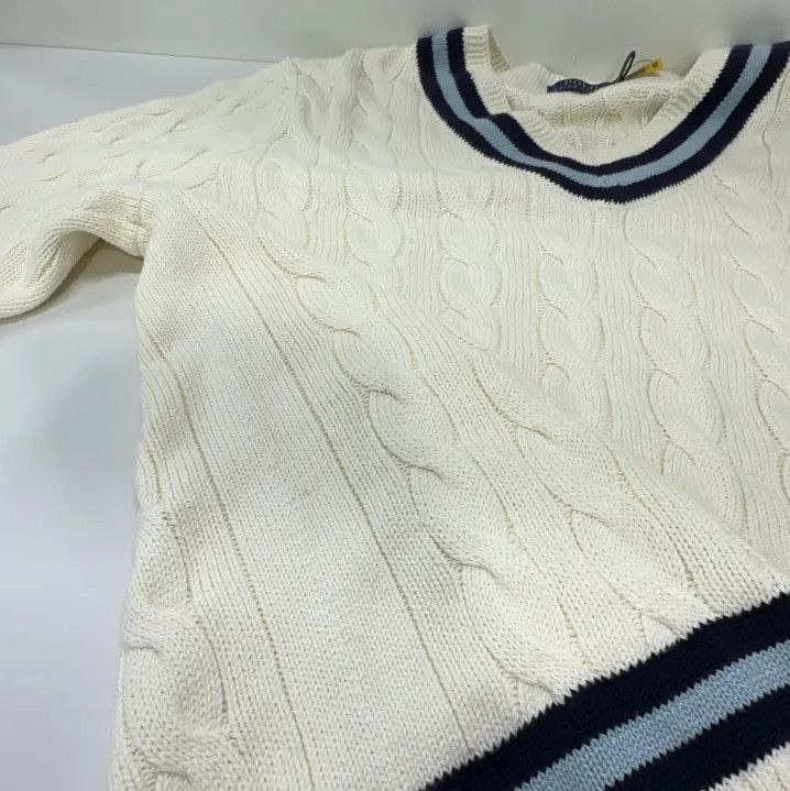Polo Ralph Lauren Polo Ralph Lauren Striped V-Neck Long-Sleeve Knit Sweater Size US XL / EU 56 / 4 - 8 Thumbnail
