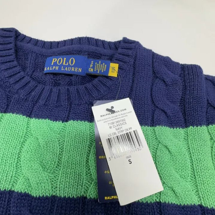 Polo Ralph Lauren Polo Ralph Lauren Cable-Knit Striped Pony Sweater Size US S / EU 44-46 / 1 - 4 Thumbnail