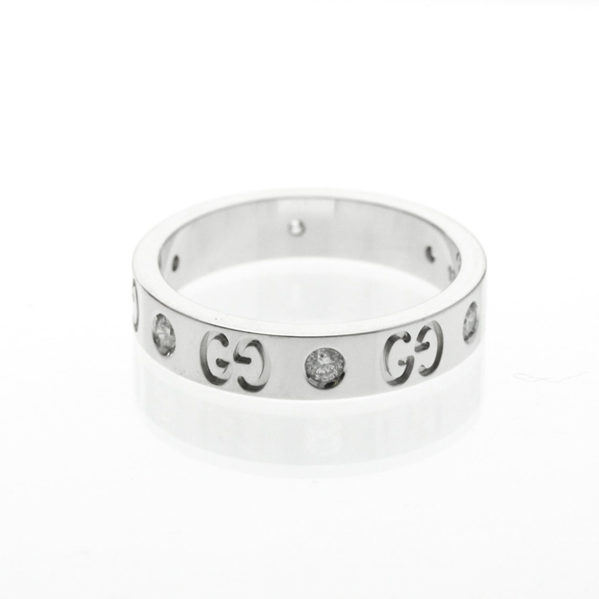 Gucci Gucci Icon Diamond Ring White Gold (18K) Fashion Diamond Band Ring Silver Size ONE SIZE - 4 Thumbnail