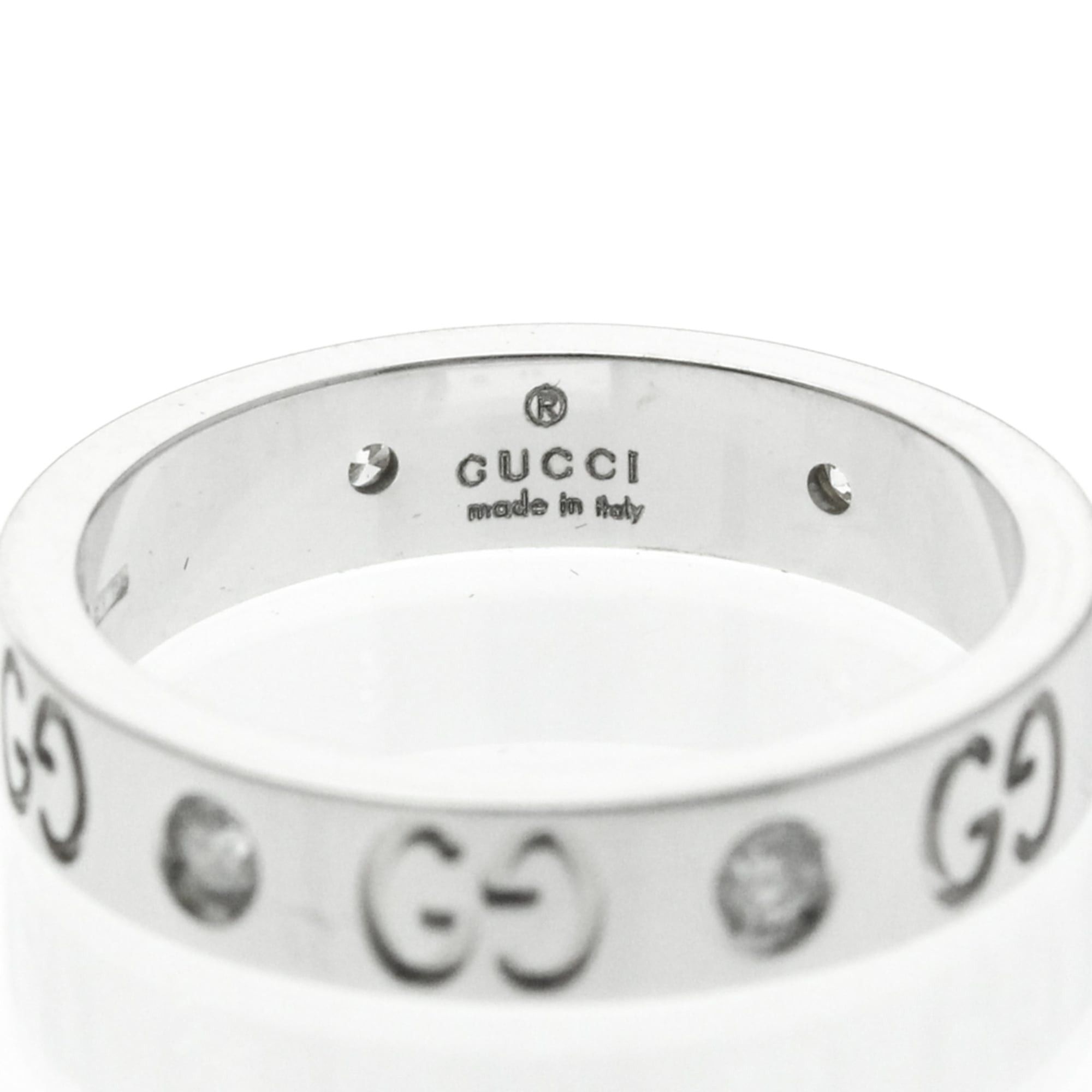 Gucci Gucci Icon Diamond Ring White Gold (18K) Fashion Diamond Band Ring Silver Size ONE SIZE - 5 Thumbnail