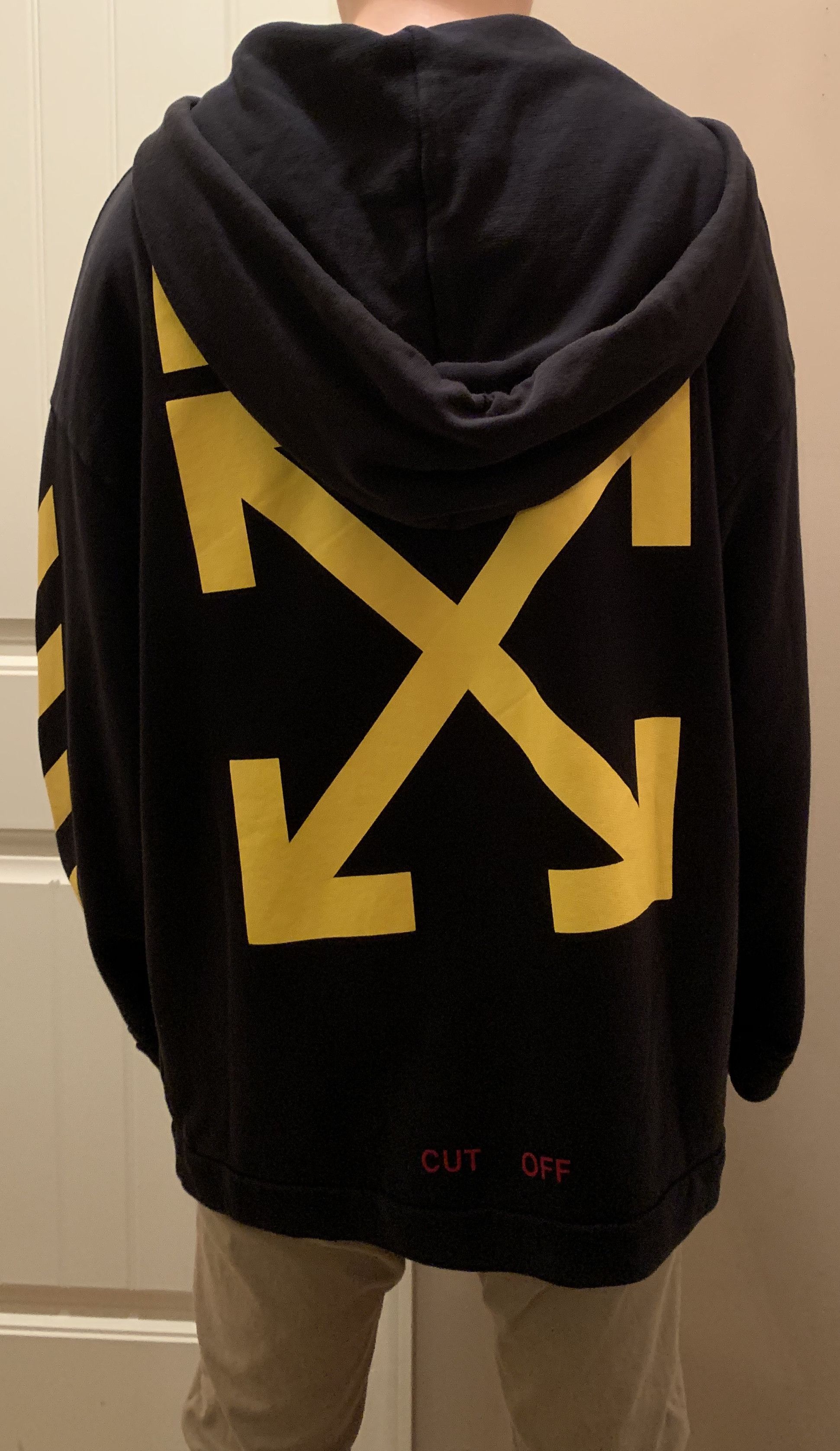 Off white hoodie cut off best sale