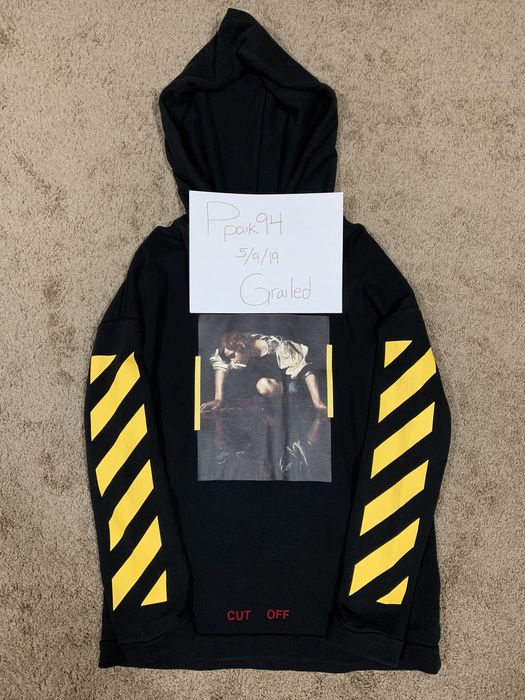 Off white cut off sales hoodie yellow