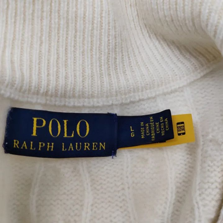 Polo Ralph Lauren Polo Ralph Lauren Cream High-Neck Half-Zip Sweater Size US L / EU 52-54 / 3 - 3 Thumbnail