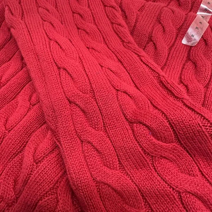 Polo Ralph Lauren Polo Ralph Lauren Men's Red Cable Knit Logo Sweater Size US XL / EU 56 / 4 - 8 Thumbnail