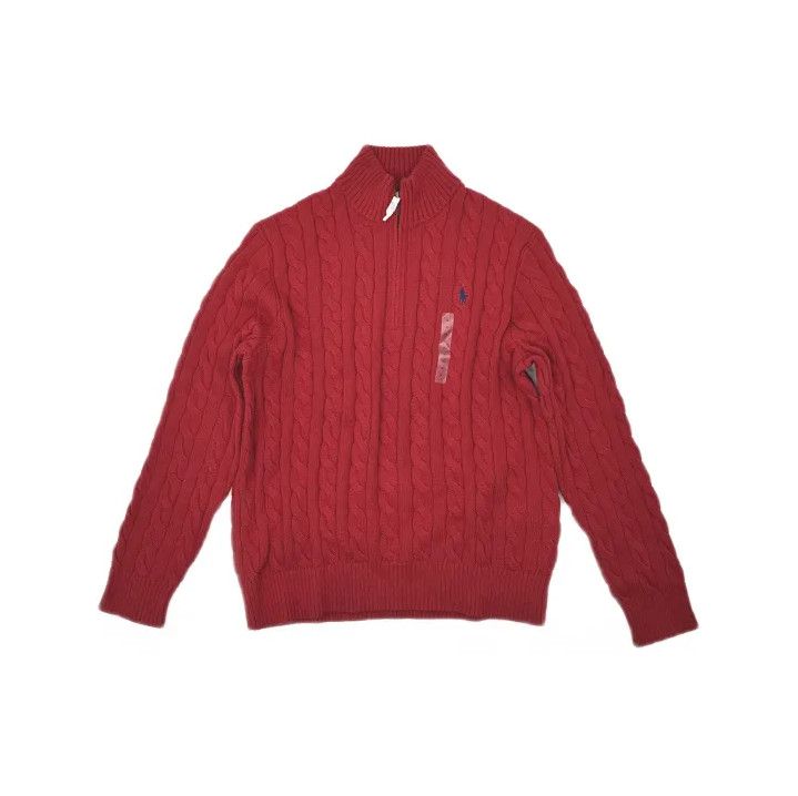 Polo Ralph Lauren Polo Ralph Lauren Men's Red Cable Knit Logo Sweater Size US XL / EU 56 / 4 - 2 Thumbnail