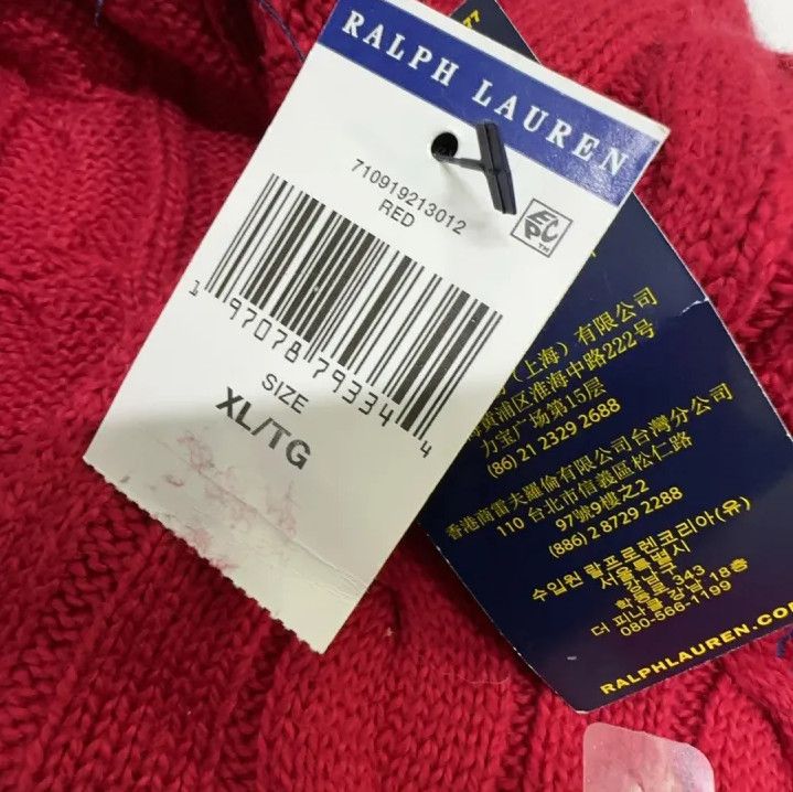Polo Ralph Lauren Polo Ralph Lauren Men's Red Cable Knit Logo Sweater Size US XL / EU 56 / 4 - 4 Thumbnail