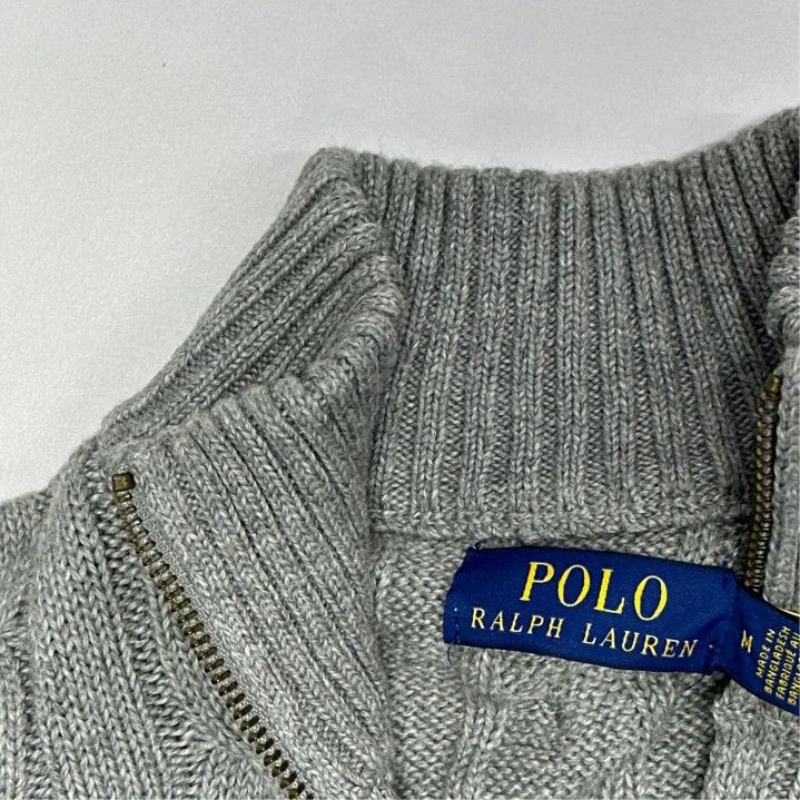 Polo Ralph Lauren Polo Ralph Lauren Pony Cable-Knit Quarter-Zip Sweater Size US M / EU 48-50 / 2 - 2 Thumbnail