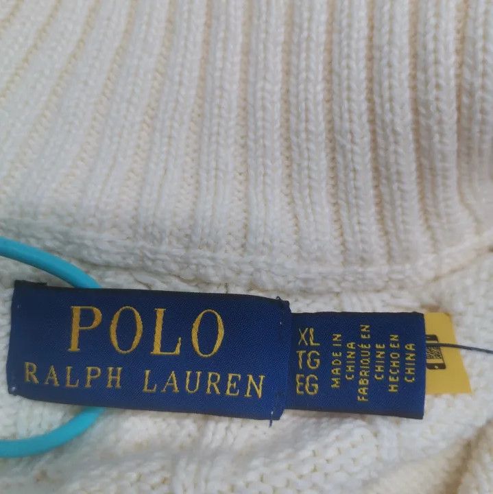 Polo Ralph Lauren Polo Ralph Lauren Men's White Cable Knit Sweater Size US XL / EU 56 / 4 - 2 Thumbnail