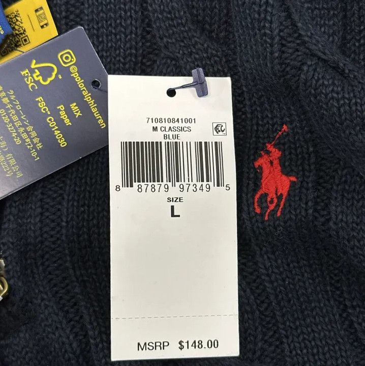Polo Ralph Lauren Polo Ralph Lauren Men's Navy Half-Zip Knit Sweater Size US L / EU 52-54 / 3 - 5 Thumbnail