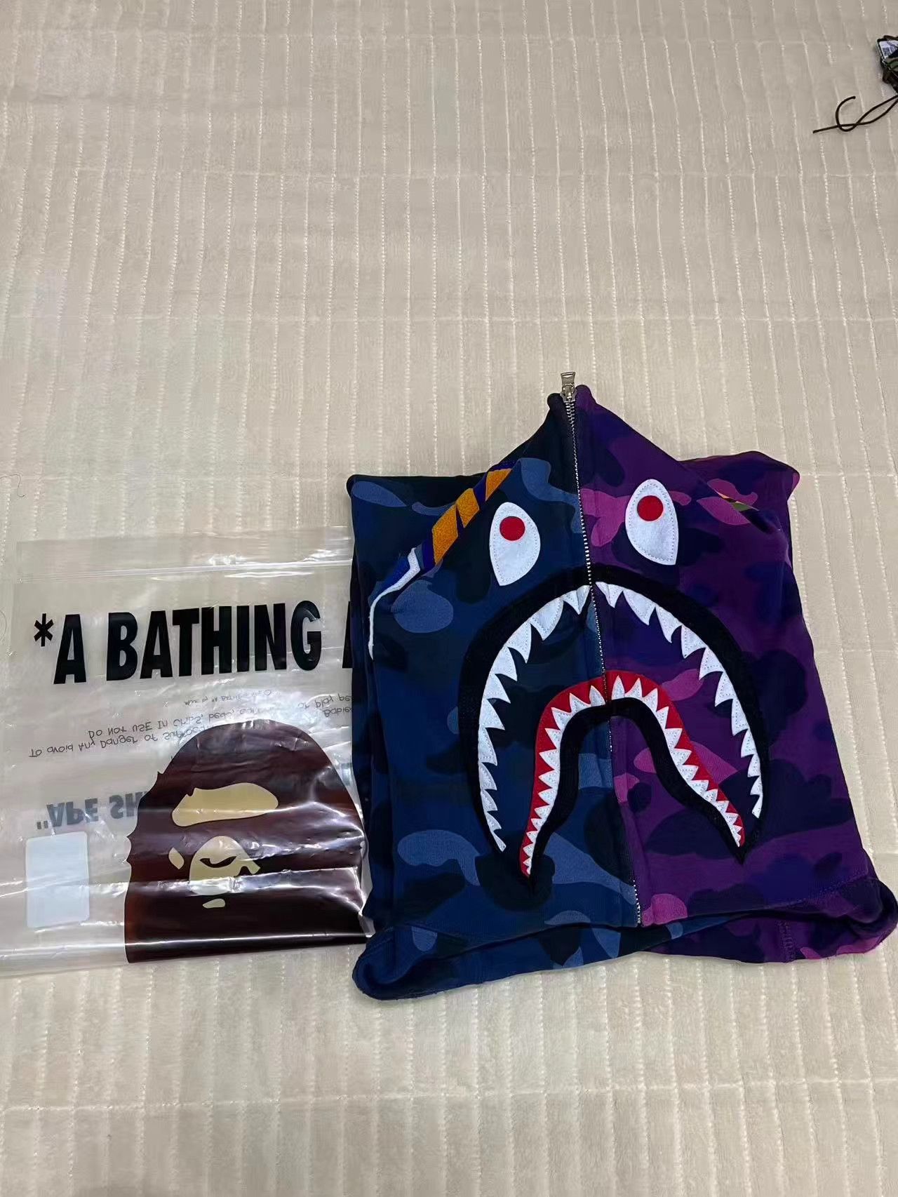 Bape Purple Camo Shark Print Zip-Up Hoodie Size US XL / EU 56 / 4 - 6 Thumbnail