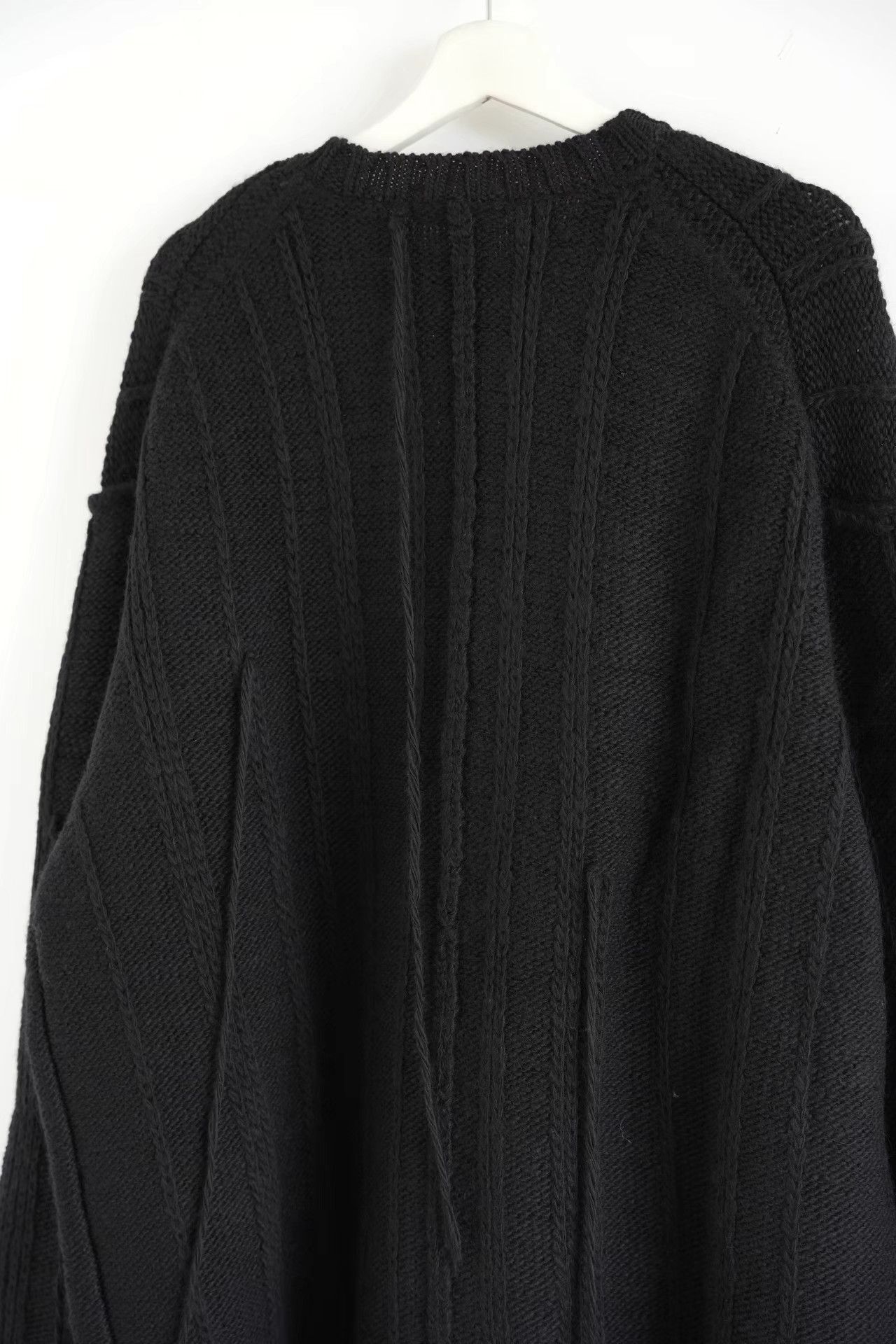 Yohji Yamamoto Black Cable Knit Long Sleeve Sweater with Fringes Size US L / EU 52-54 / 3 - 5 Thumbnail