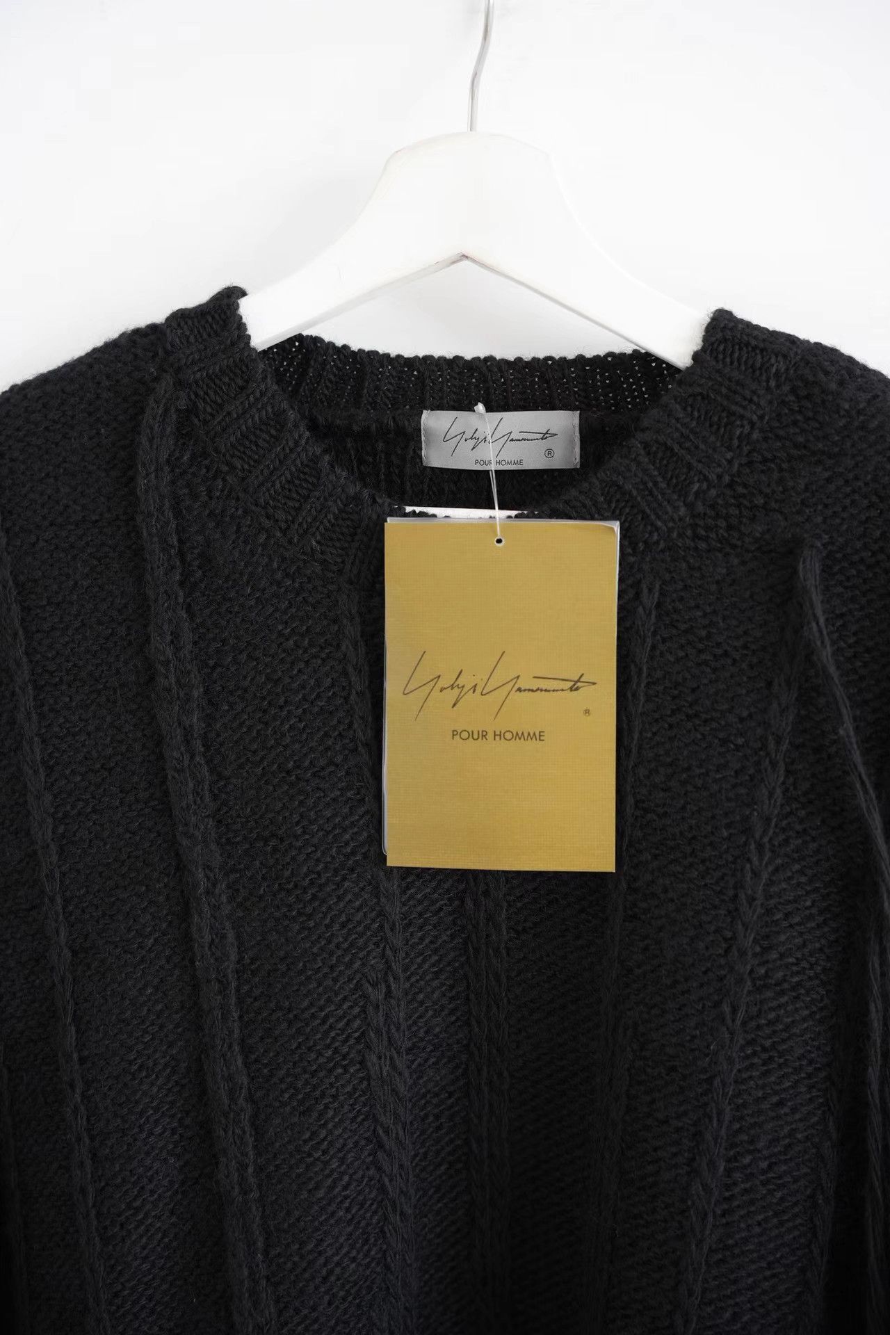 Yohji Yamamoto Black Cable Knit Long Sleeve Sweater with Fringes Size US L / EU 52-54 / 3 - 3 Thumbnail