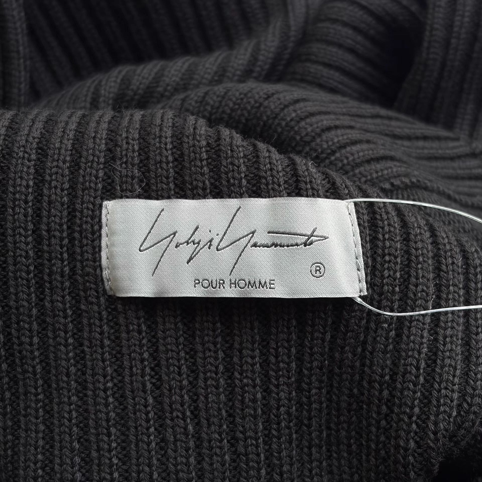 Yohji Yamamoto Black Ribbed High Collar Sweater - Size L Size US L / EU 52-54 / 3 - 5 Thumbnail