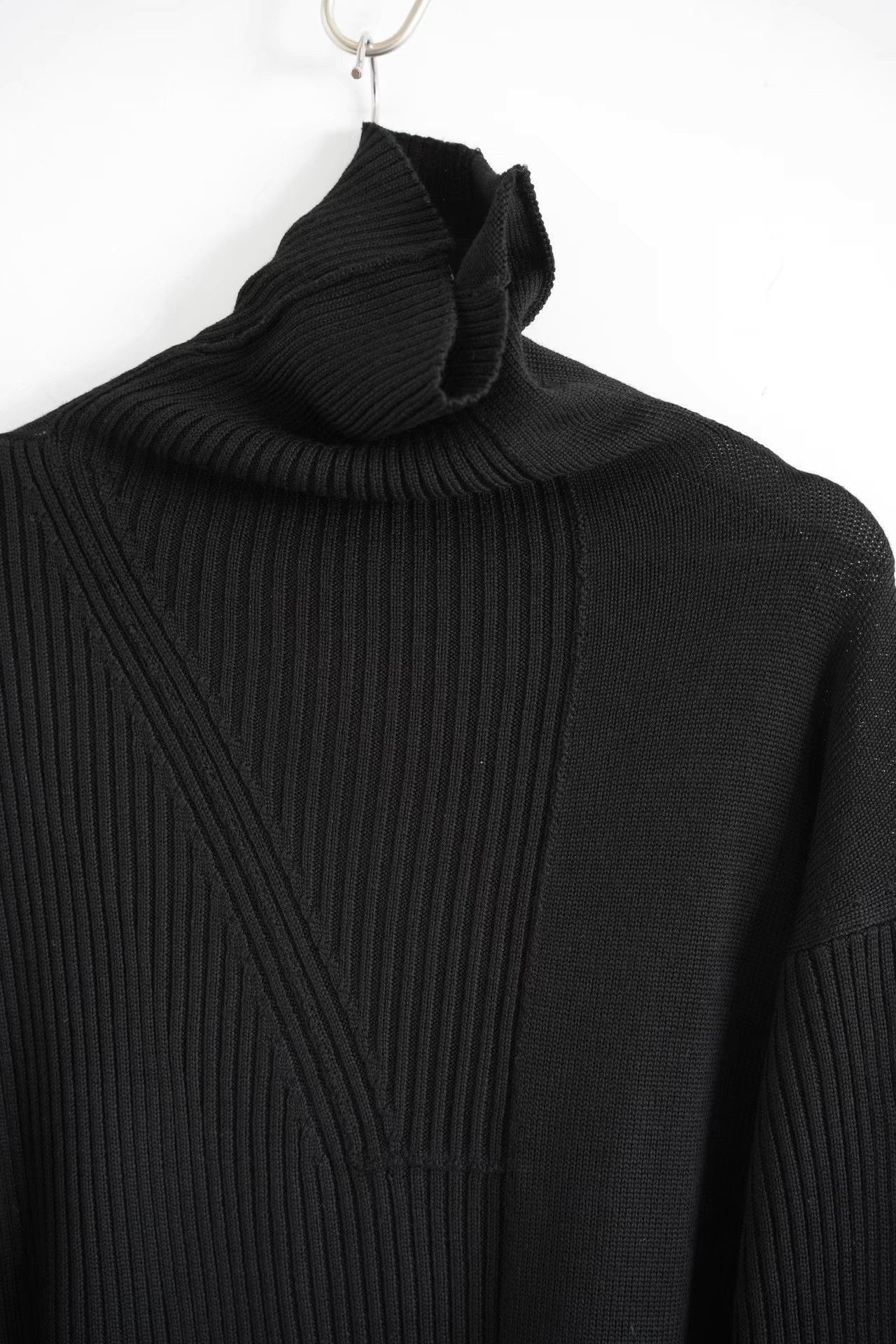 Yohji Yamamoto Black Ribbed High Collar Sweater - Size L Size US L / EU 52-54 / 3 - 4 Thumbnail