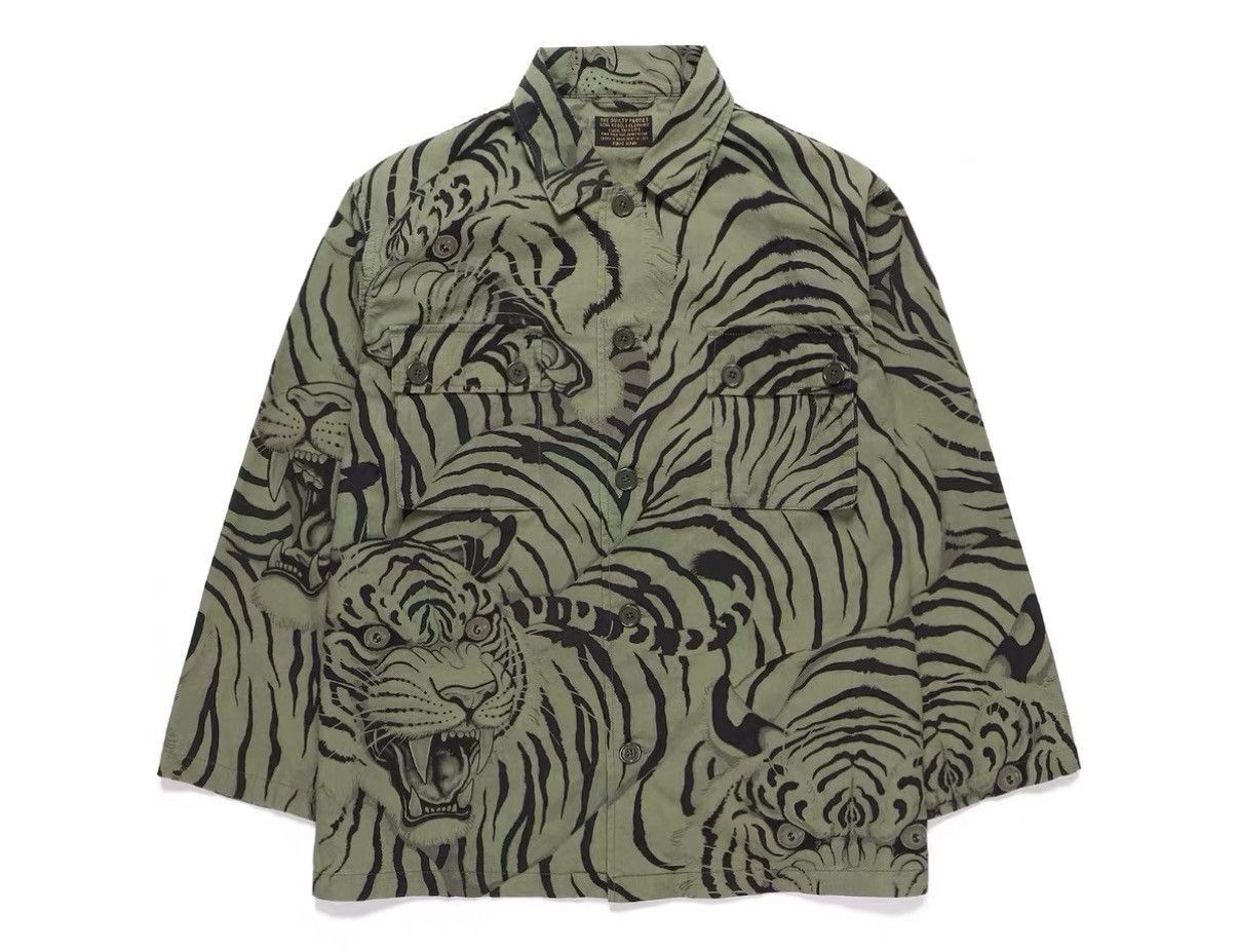 Wacko Maria Green Tiger Print Button-Up Shirt Size US M / EU 48-50 / 2 - 5 Thumbnail