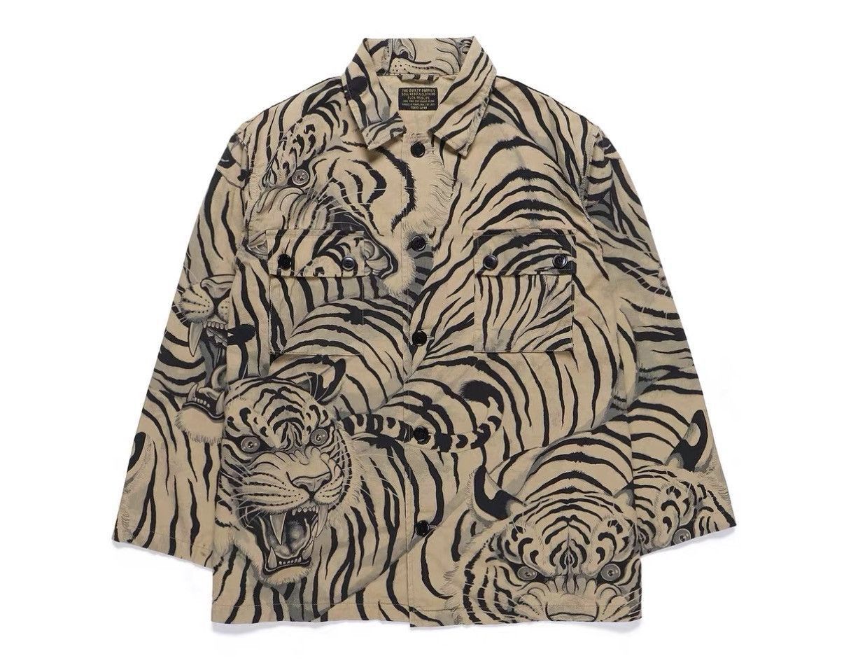 Wacko Maria Green Tiger Print Button-Up Shirt Size US M / EU 48-50 / 2 - 4 Thumbnail