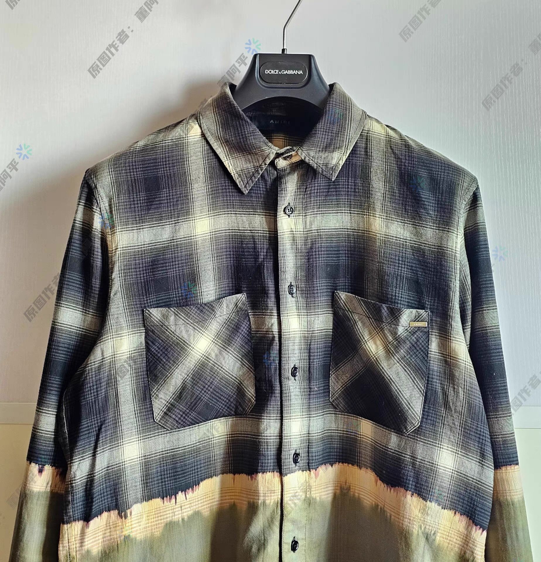 Amiri Multi Plaid Dip-Dye Long Sleeve Button-Up Shirt Size US L / EU 52-54 / 3 - 2 Thumbnail