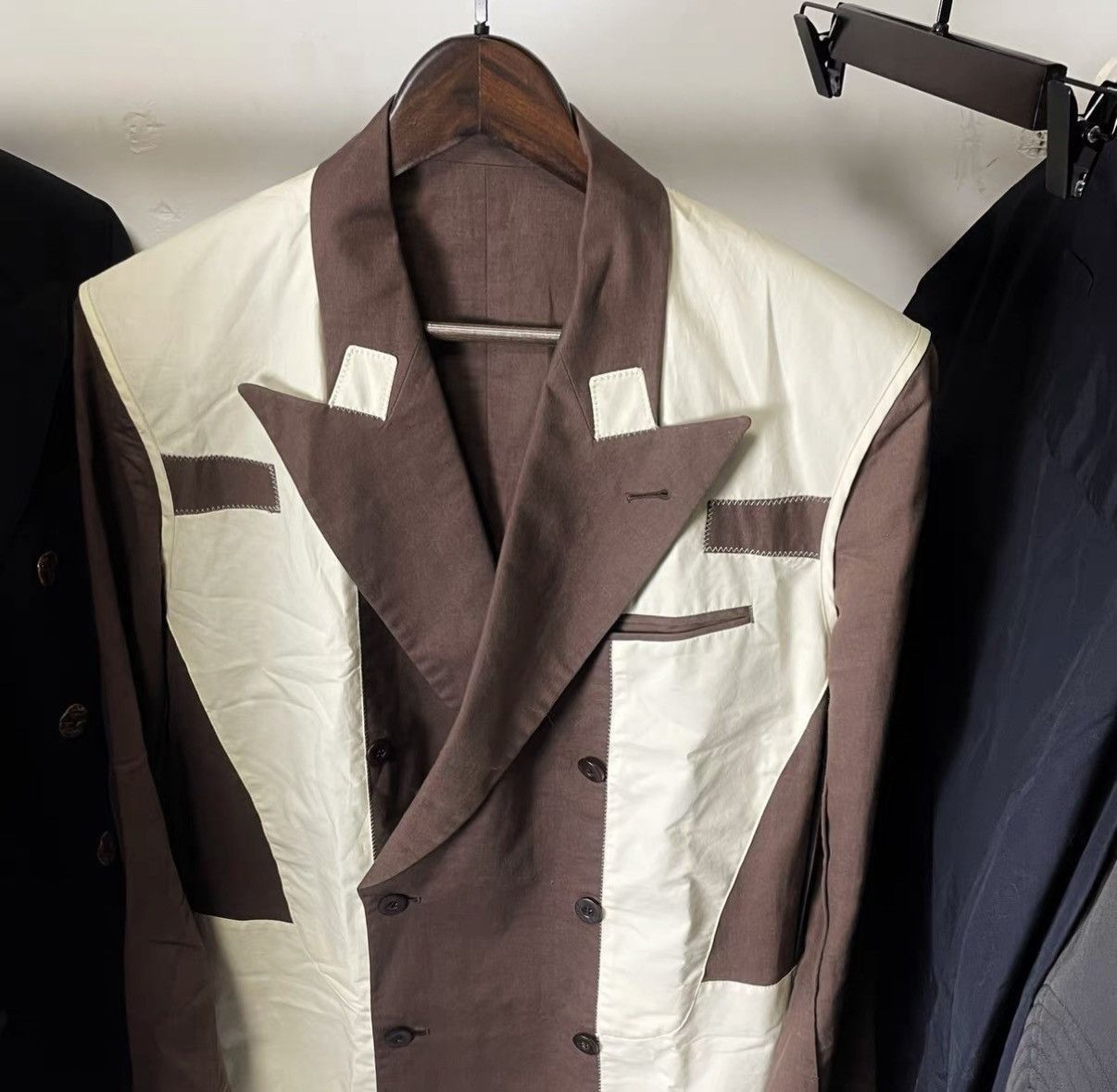 Jean Paul Gaultier Brown Color Block Double Breasted Light Jacket Size US M / EU 48-50 / 2 - 5 Thumbnail