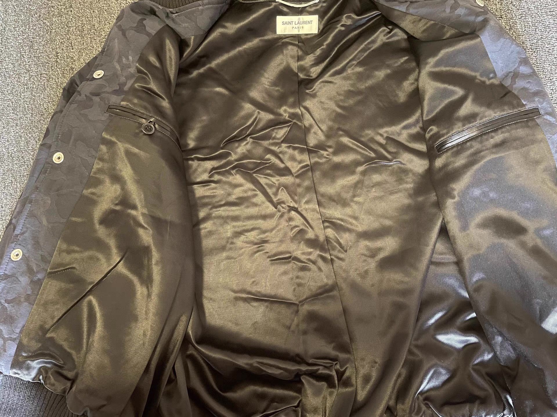 Saint Laurent Paris Multi Camouflage Bomber Jacket Size L Size US L / EU 52-54 / 3 - 6 Thumbnail