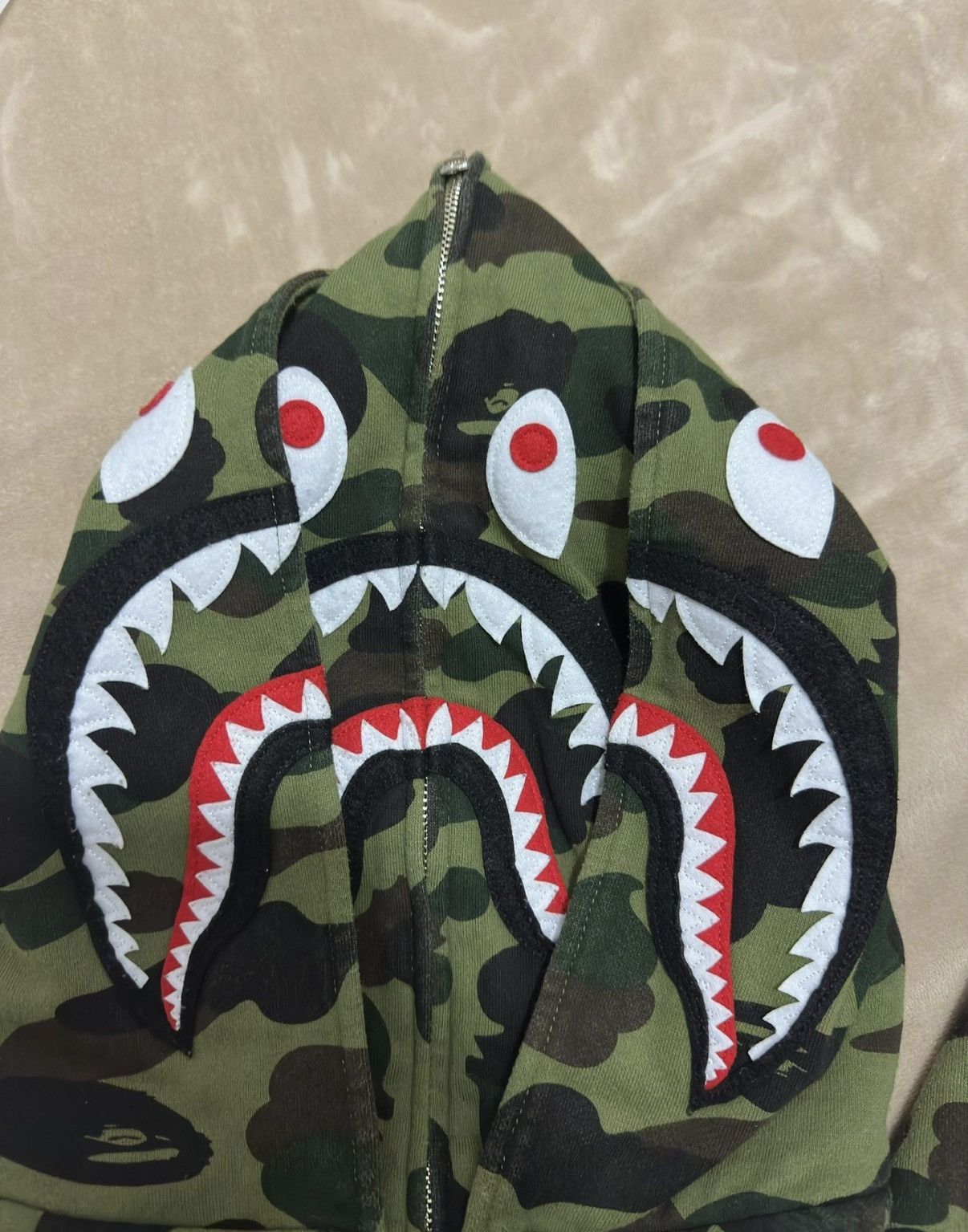 Bape Green Camo Shark Print Zip-Up Hoodie Size US XXL / EU 58 / 5 - 8 Thumbnail