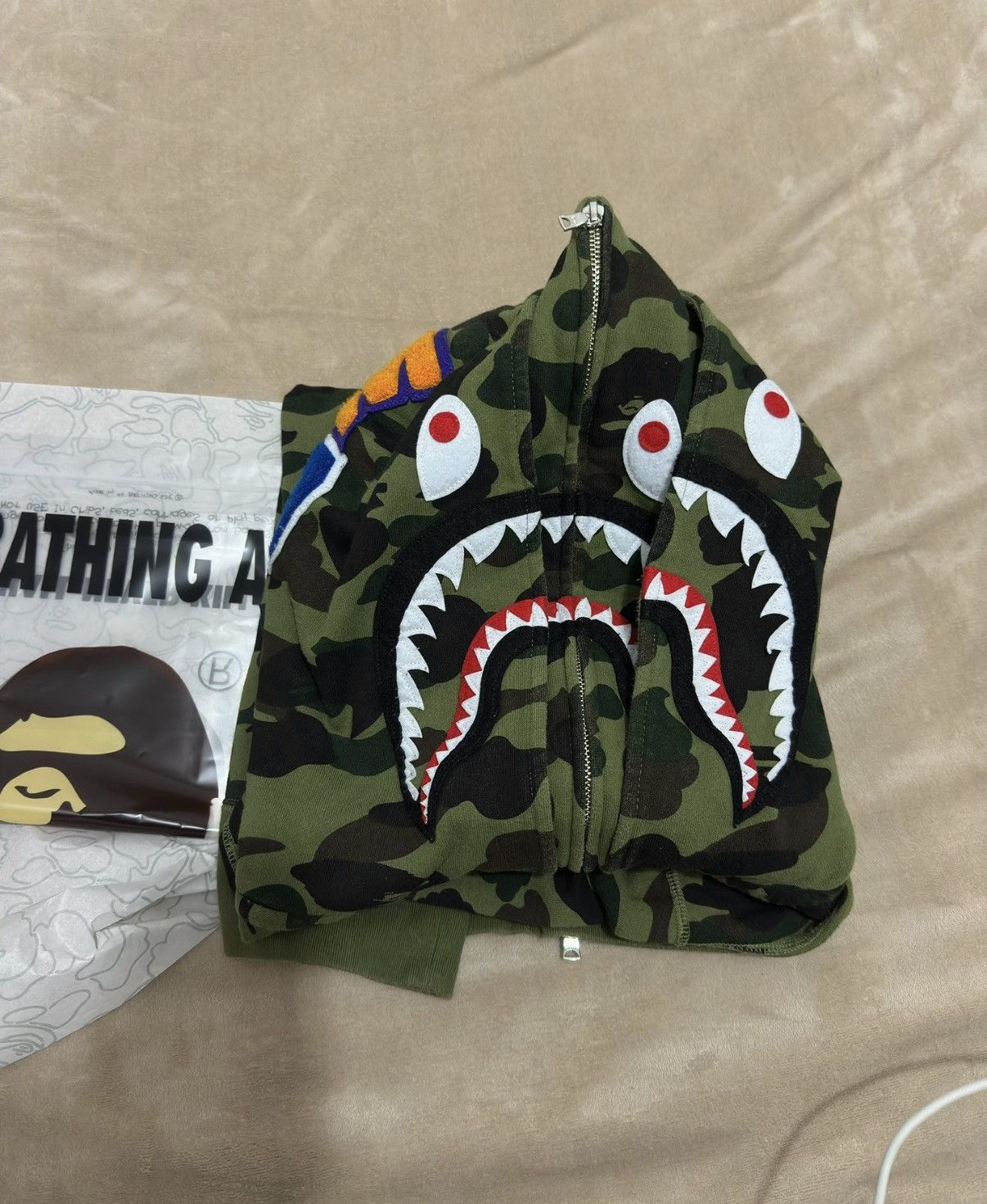 Bape Green Camo Shark Print Zip-Up Hoodie Size US XXL / EU 58 / 5 - 9 Thumbnail