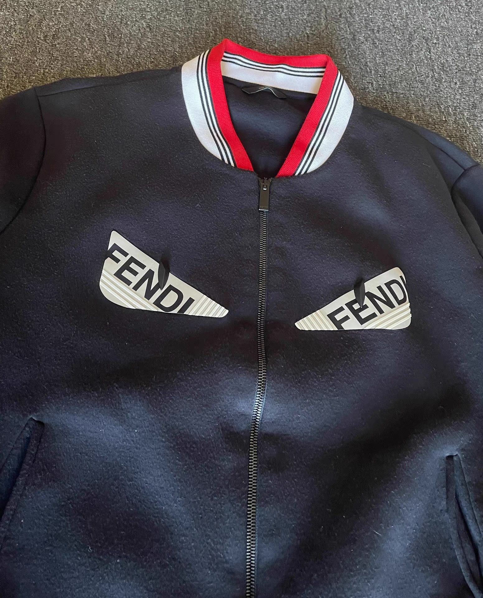 Fendi Black Bomber Jacket with Graphic Detail Size US M / EU 48-50 / 2 - 2 Thumbnail