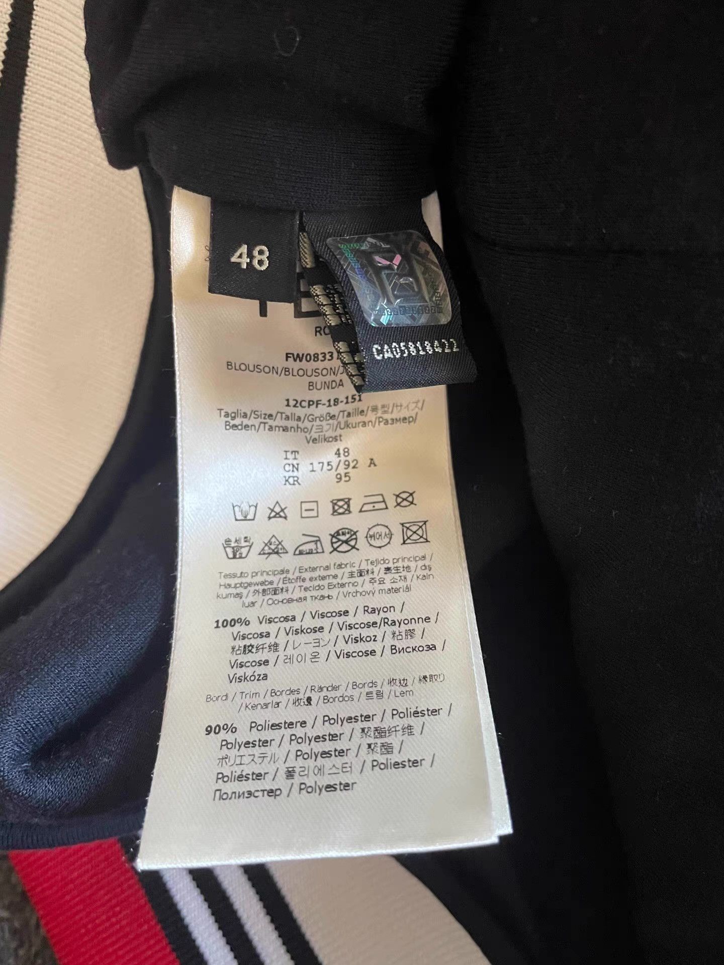 Fendi Black Bomber Jacket with Graphic Detail Size US M / EU 48-50 / 2 - 5 Thumbnail