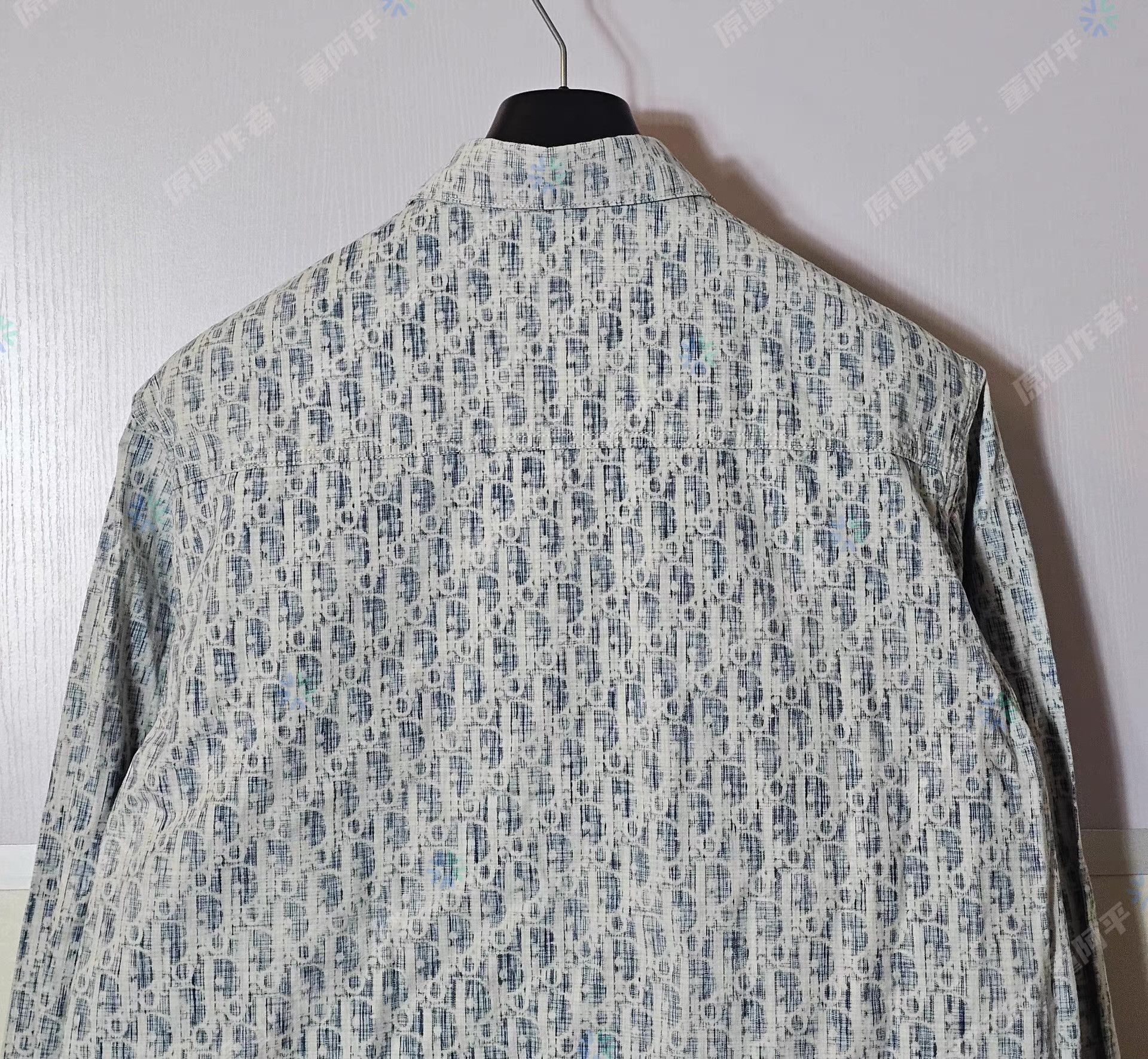 Dior Blue Patterned Long-Sleeve Button-Up Shirt Size US L / EU 52-54 / 3 - 4 Thumbnail