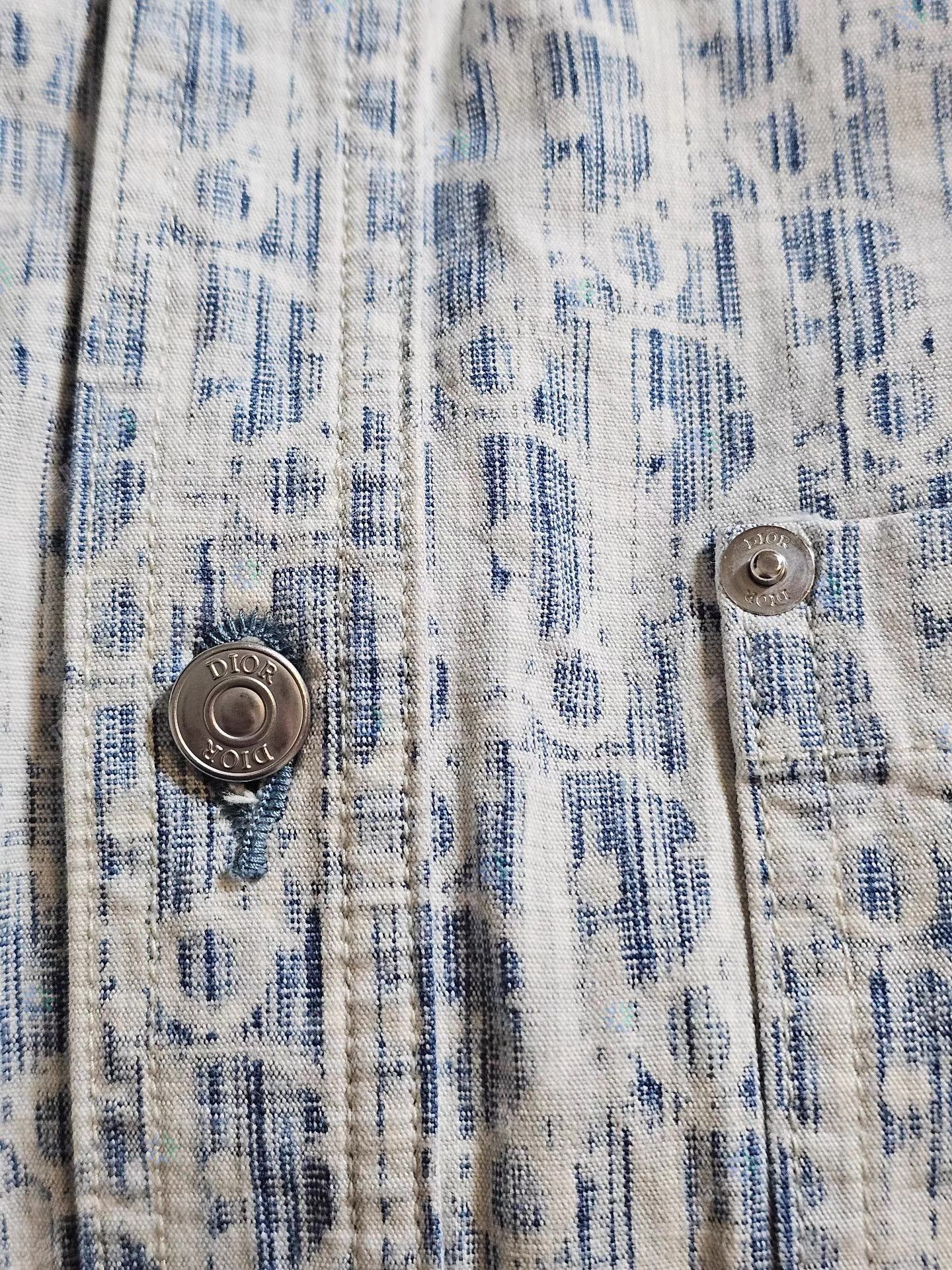 Dior Blue Patterned Long-Sleeve Button-Up Shirt Size US L / EU 52-54 / 3 - 6 Thumbnail