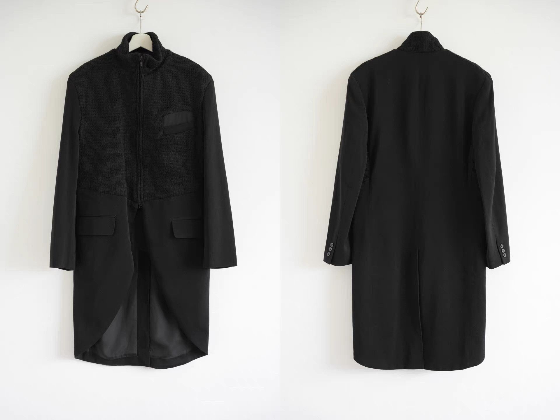 Yohji Yamamoto Black Long Zip-Front Coat with Pockets Size US M / EU 48-50 / 2 - 2 Thumbnail