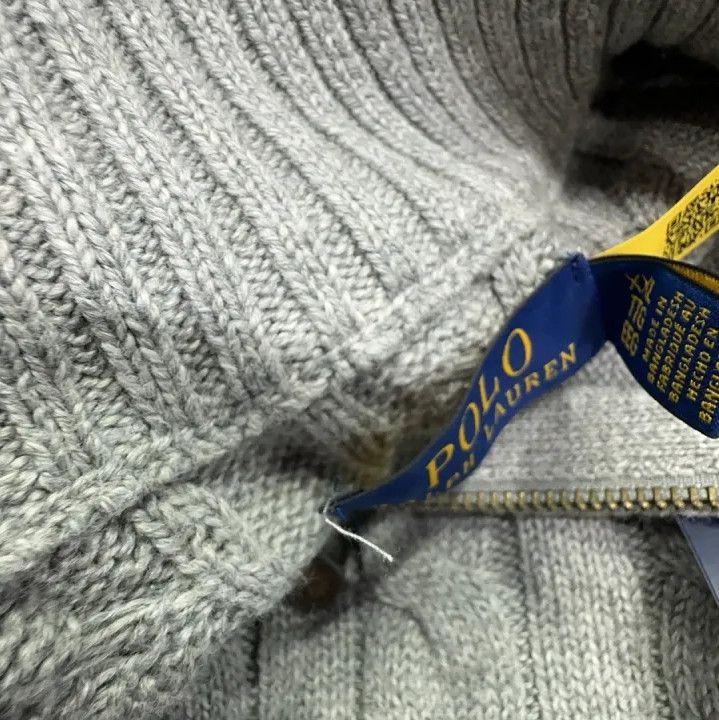 Polo Ralph Lauren Polo Ralph Lauren Gray Cable-Knit Quarter-Zip Sweater Size US XXL / EU 58 / 5 - 7 Thumbnail