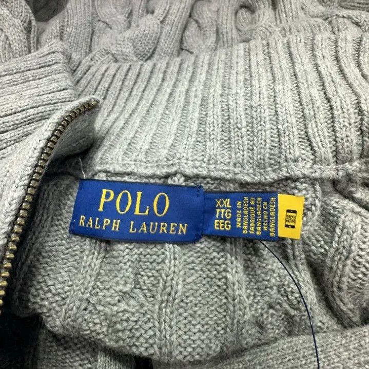 Polo Ralph Lauren Polo Ralph Lauren Gray Cable-Knit Quarter-Zip Sweater Size US XXL / EU 58 / 5 - 4 Thumbnail