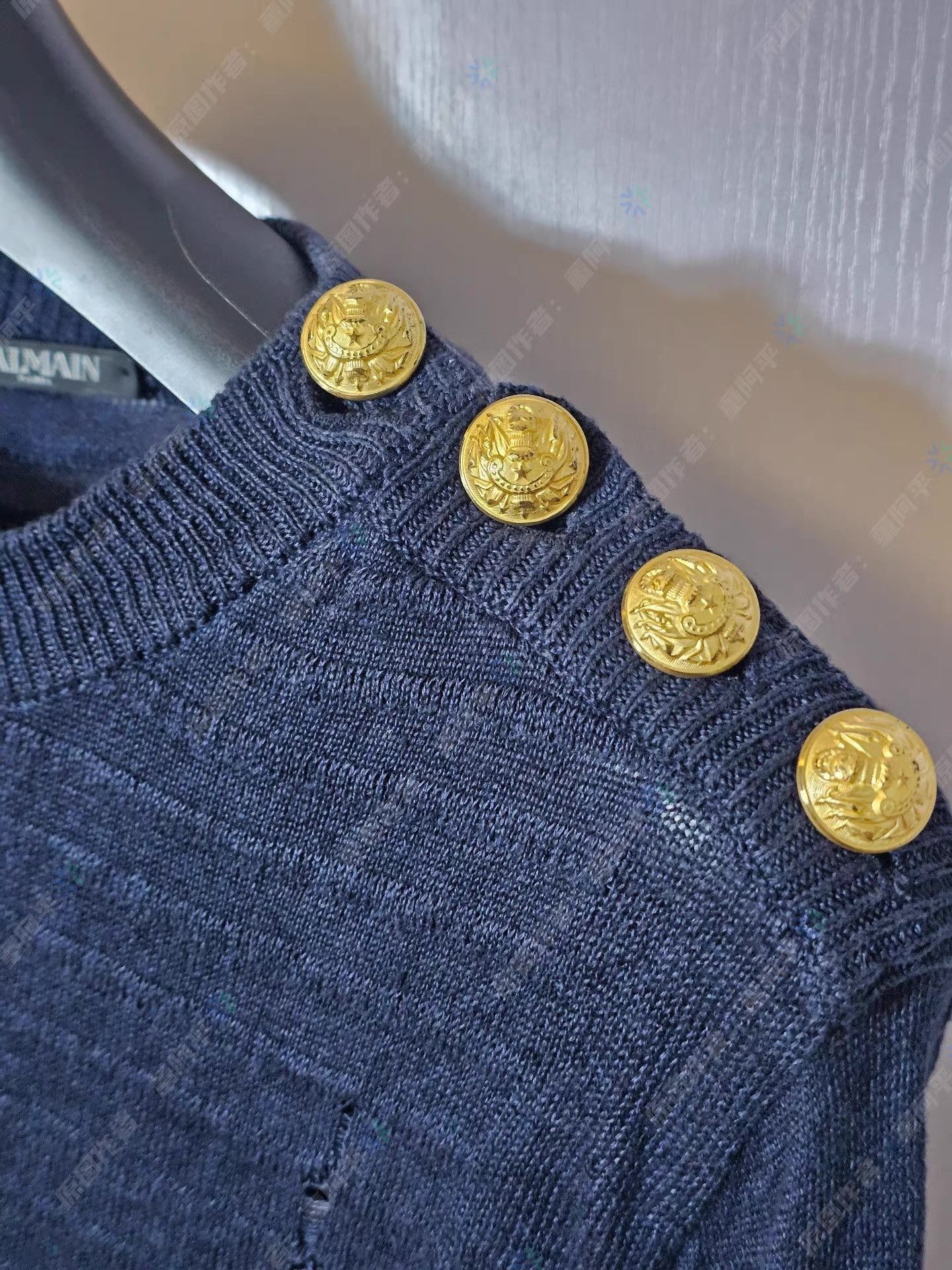 Balmain Blue Ribbed Knit Long Sleeve Sweater S Size US S / EU 44-46 / 1 - 3 Thumbnail