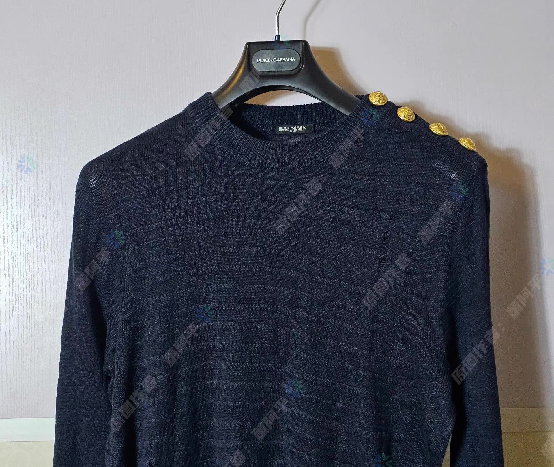 Balmain Blue Ribbed Knit Long Sleeve Sweater S Size US S / EU 44-46 / 1 - 2 Thumbnail
