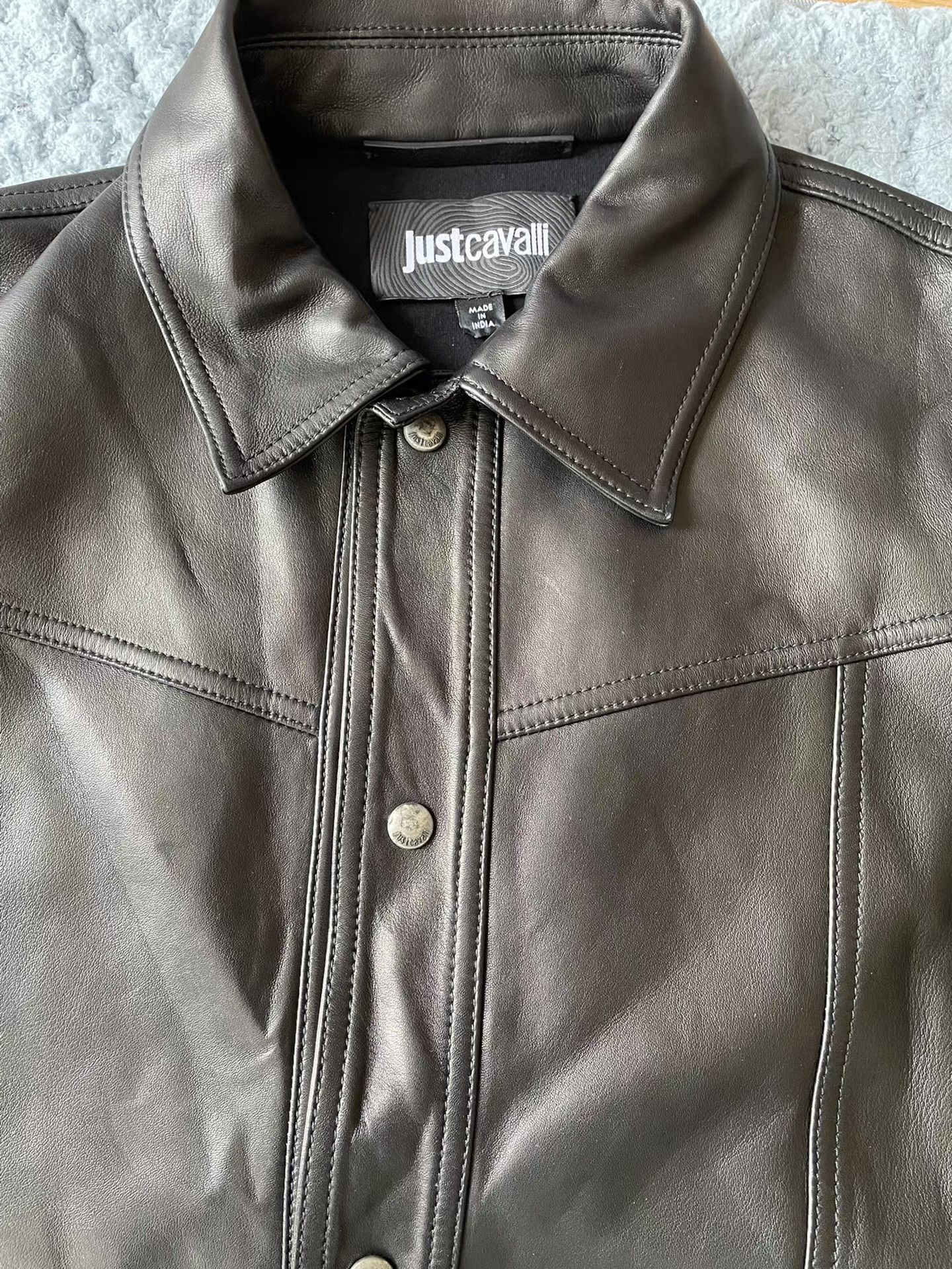 Just Cavalli Black Studded Leather Jacket Size US M / EU 48-50 / 2 - 3 Thumbnail