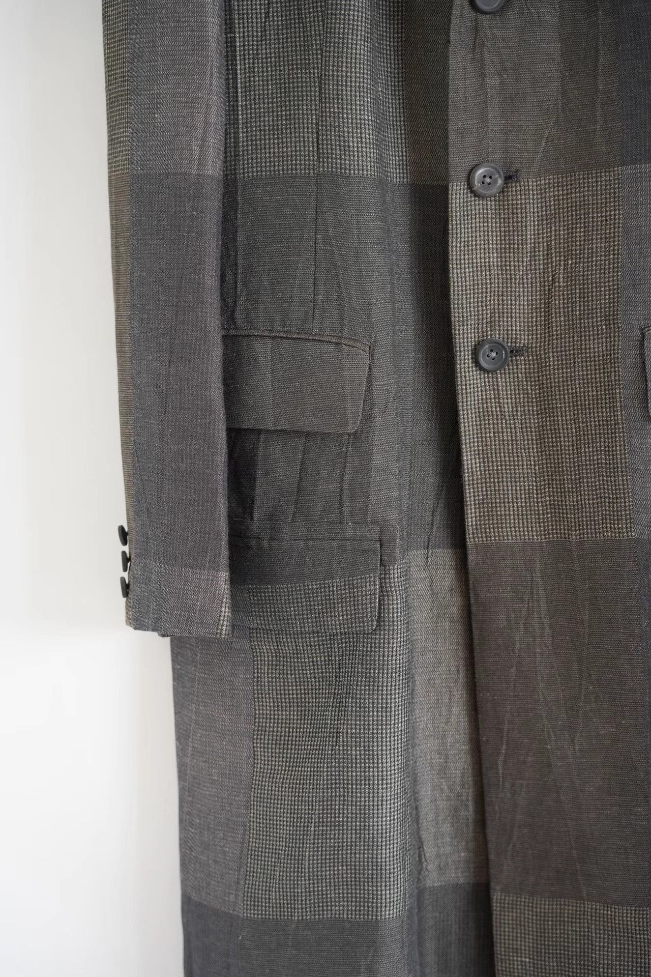 Yohji Yamamoto Gray Plaid Long Coat Size M Size US M / EU 48-50 / 2 - 5 Thumbnail