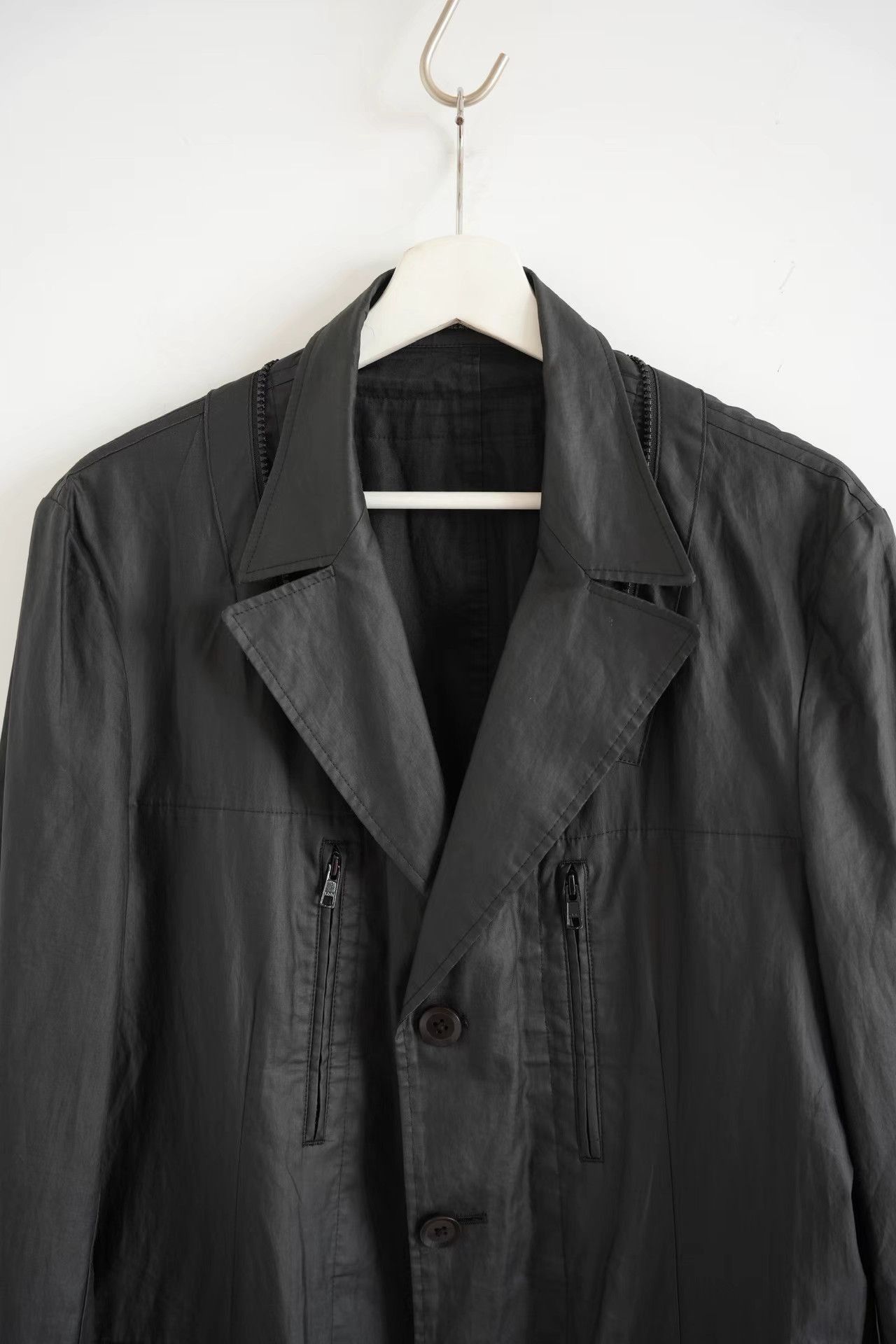 Yohji Yamamoto Black Long Buttoned Coat with Pockets Size US L / EU 52-54 / 3 - 3 Thumbnail