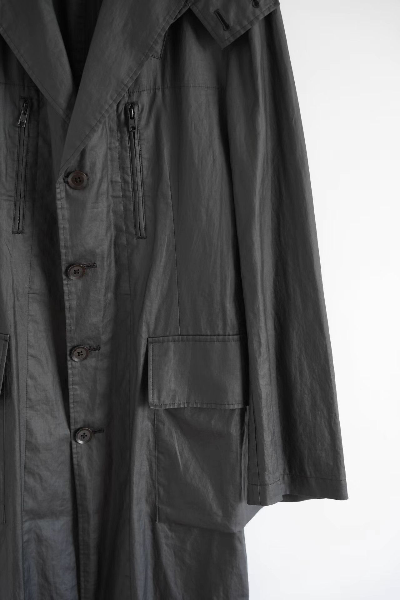 Yohji Yamamoto Black Long Buttoned Coat with Pockets Size US L / EU 52-54 / 3 - 5 Thumbnail
