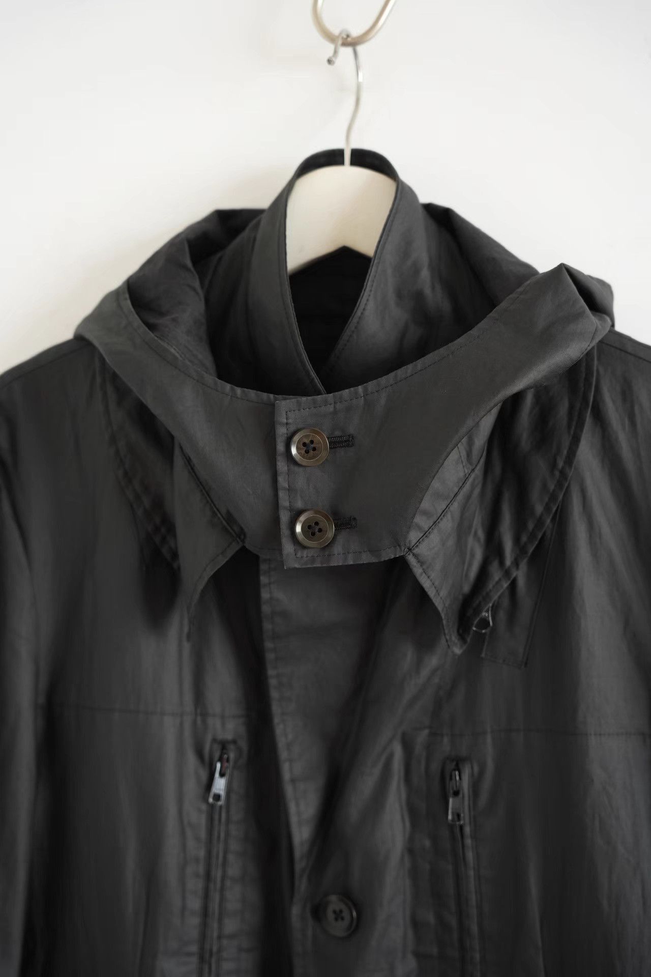Yohji Yamamoto Black Long Buttoned Coat with Pockets Size US L / EU 52-54 / 3 - 4 Thumbnail