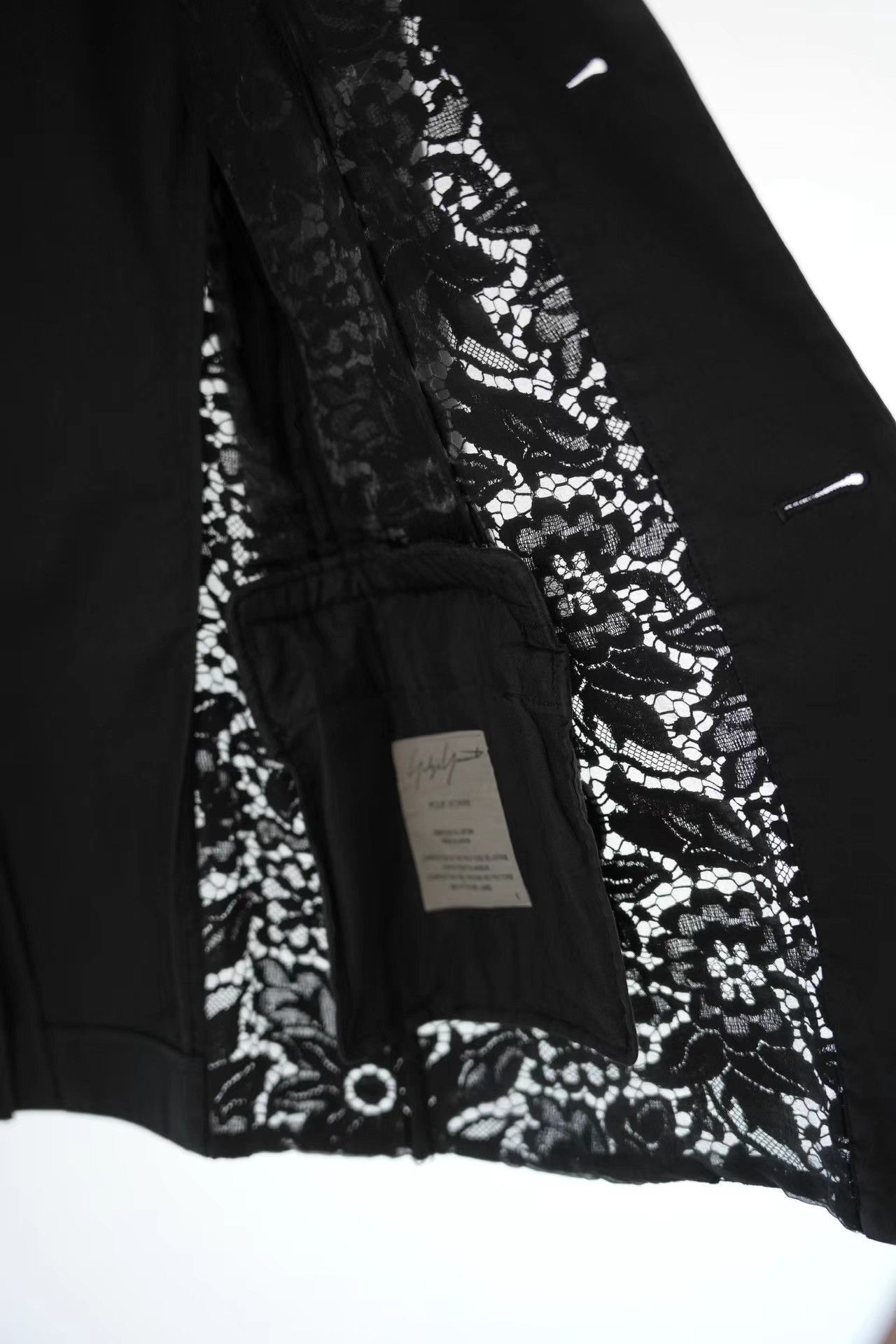 Yohji Yamamoto Black Lace Detail Blazer - Size S Size US S / EU 44-46 / 1 - 5 Thumbnail