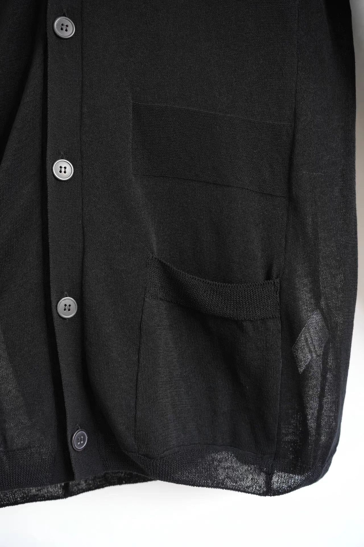 Yohji Yamamoto Black Long Sleeve Button-Front Cardigan with Pockets Size US L / EU 52-54 / 3 - 4 Thumbnail