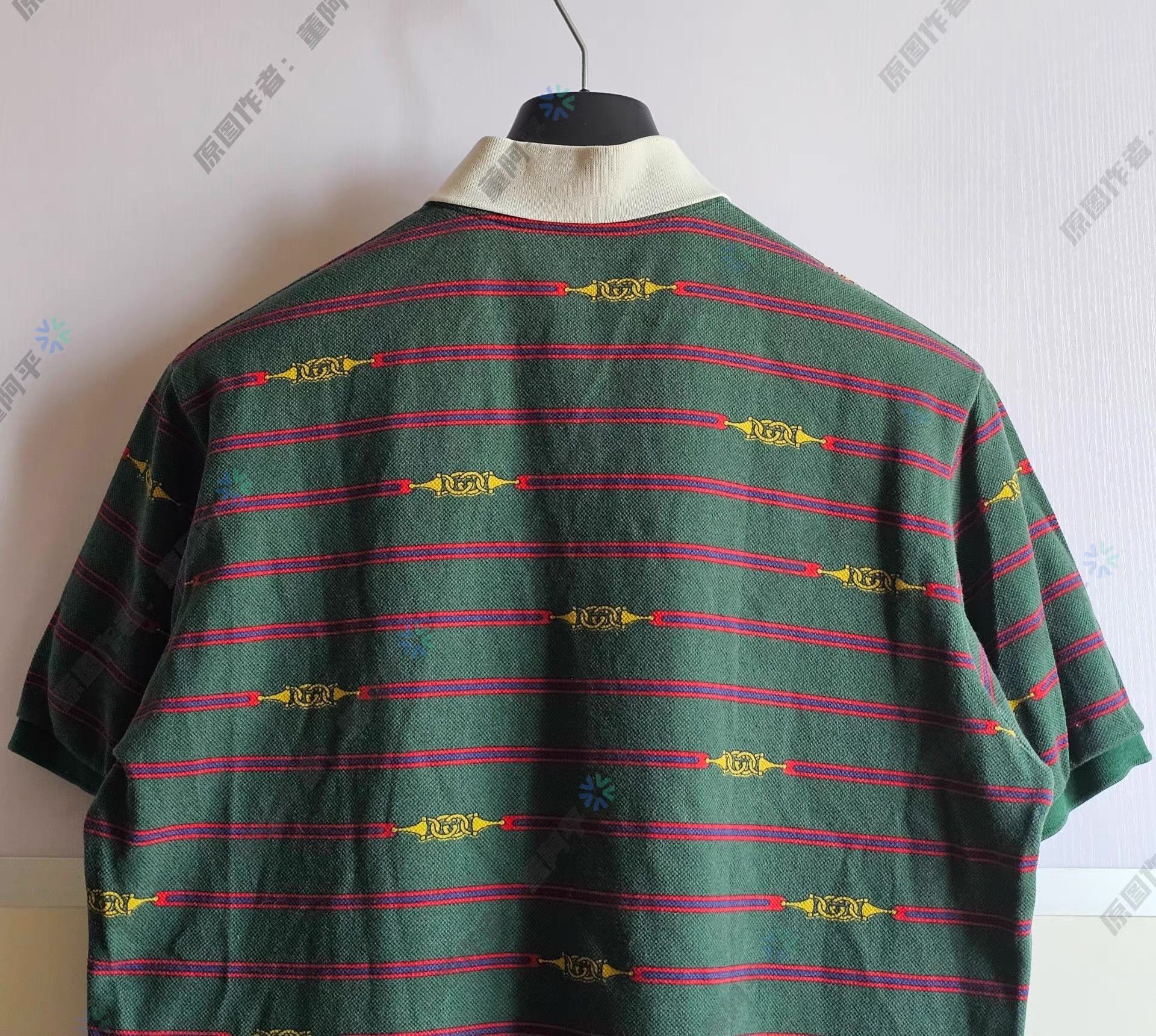 Gucci Green Striped Pattern Short Sleeve Polo Shirt Size US L / EU 52-54 / 3 - 4 Thumbnail